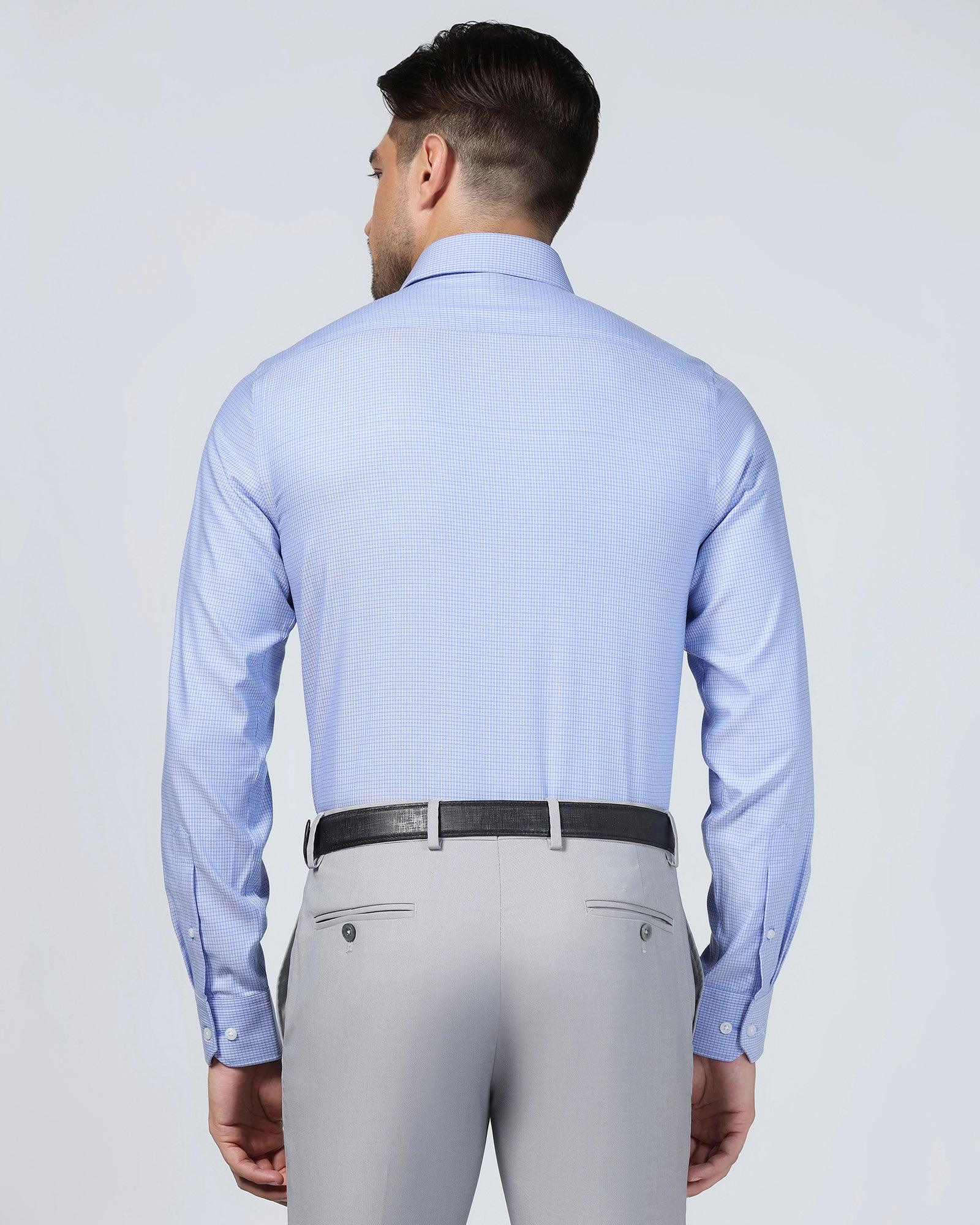 Non Iron Formal Blue Check Shirt - Zoi