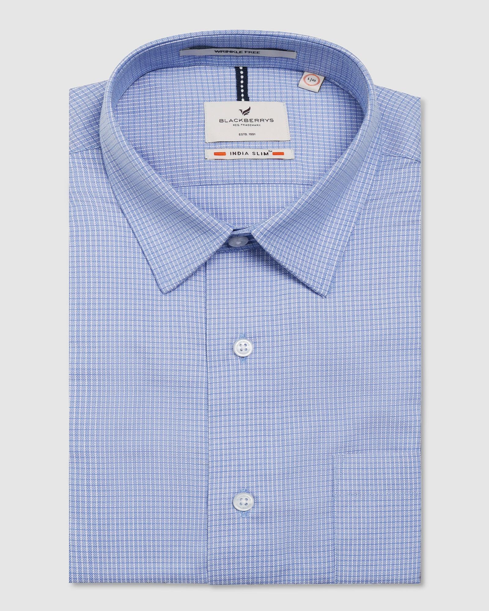 Non Iron Formal Blue Check Shirt - Zoi