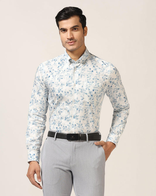 Formal Blue Jacquard Shirt - Botanic