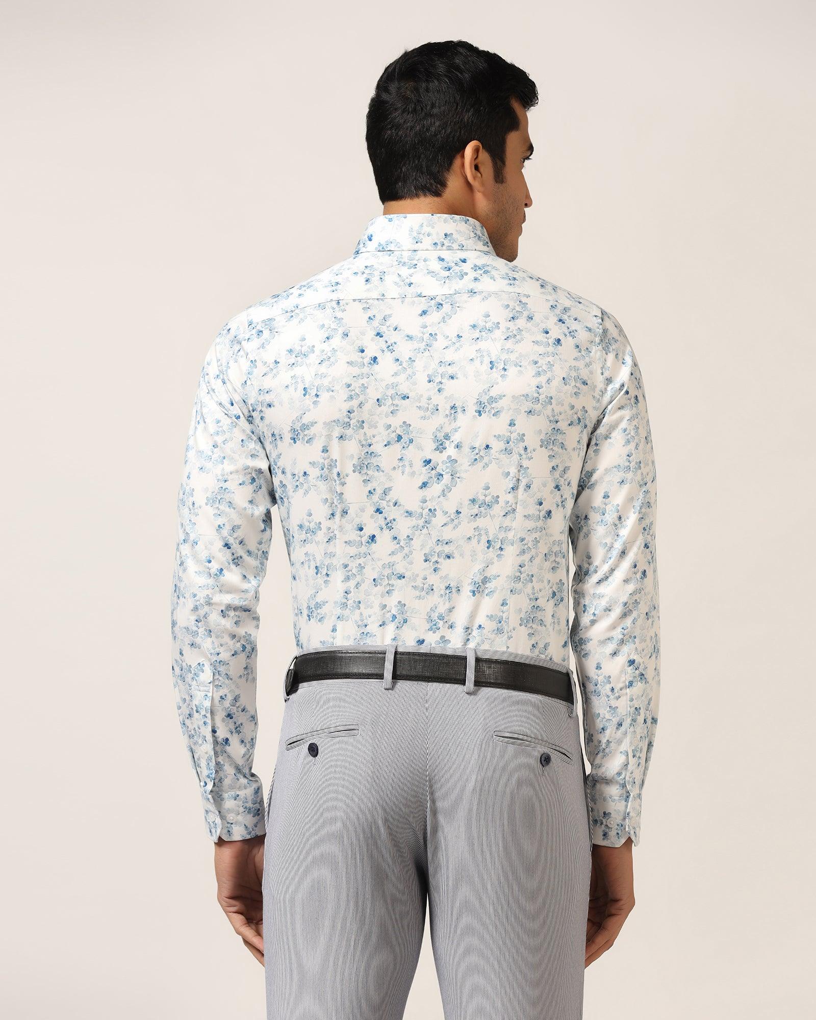 Formal Blue Printed Shirt - Botanic - Blackberrys
