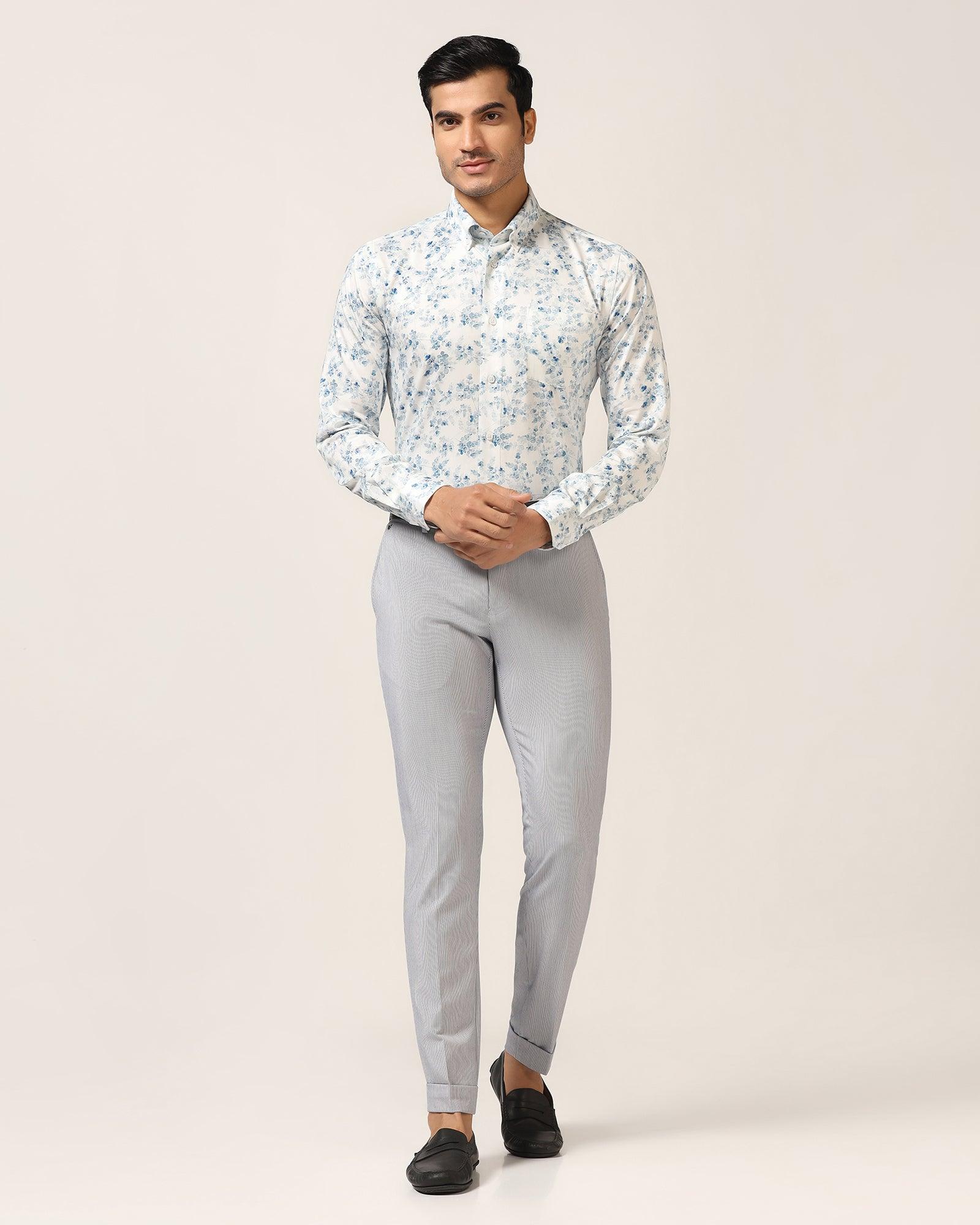 Formal Blue Printed Shirt - Botanic - Blackberrys