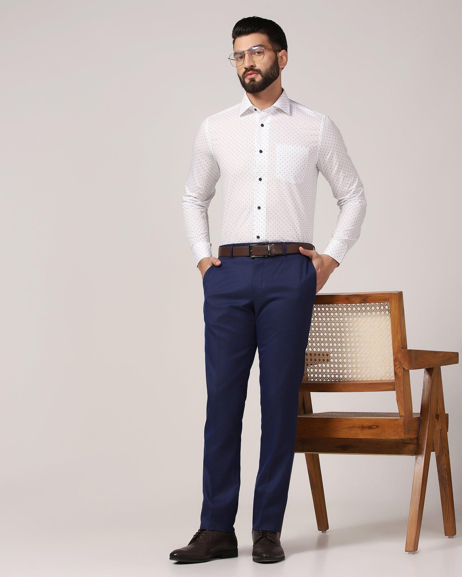 Formal Blue Printed Shirt - Sing - Blackberrys