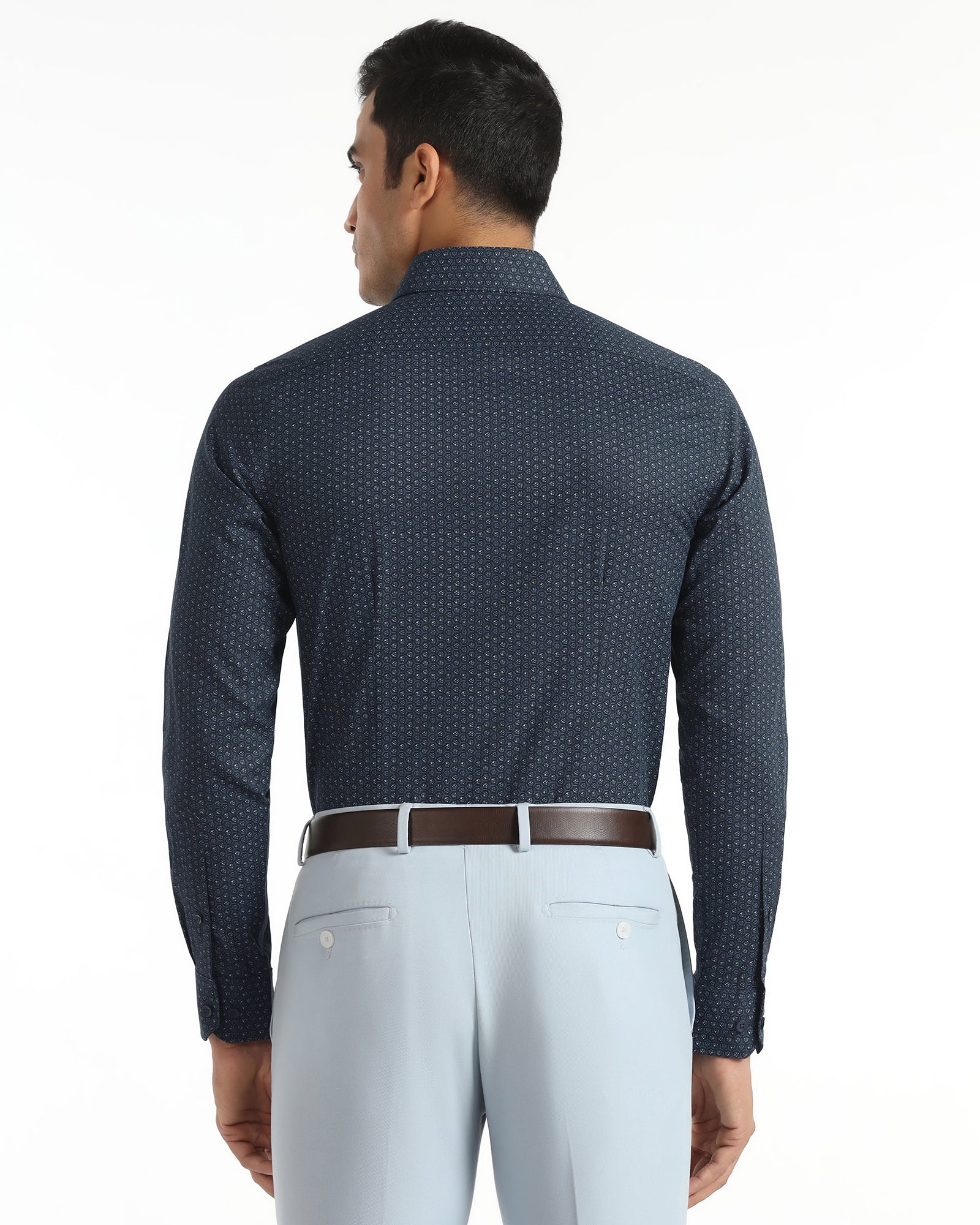 Non Iron Formal Blue Printed Shirt - Valor