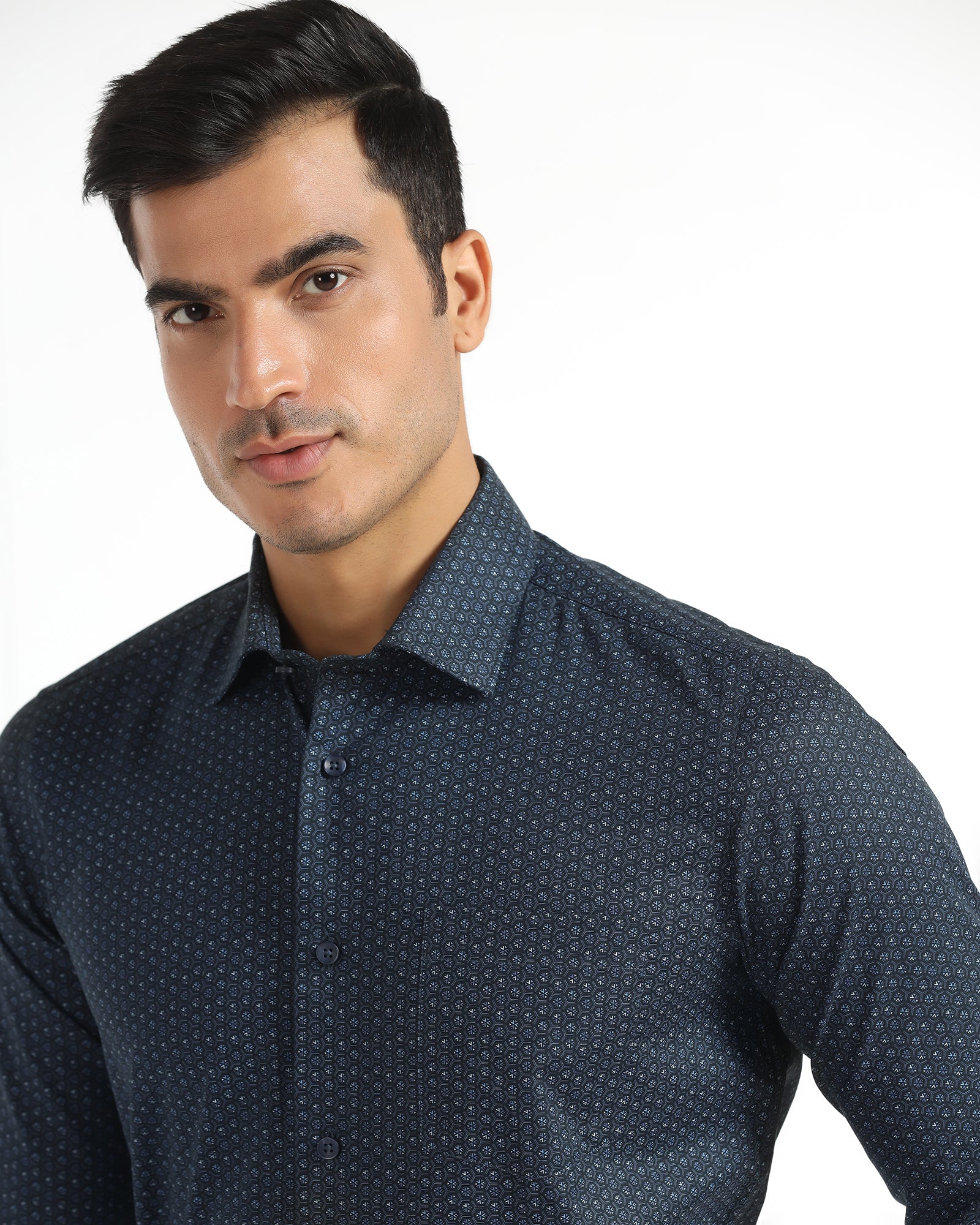 Non Iron Formal Blue Printed Shirt - Valor