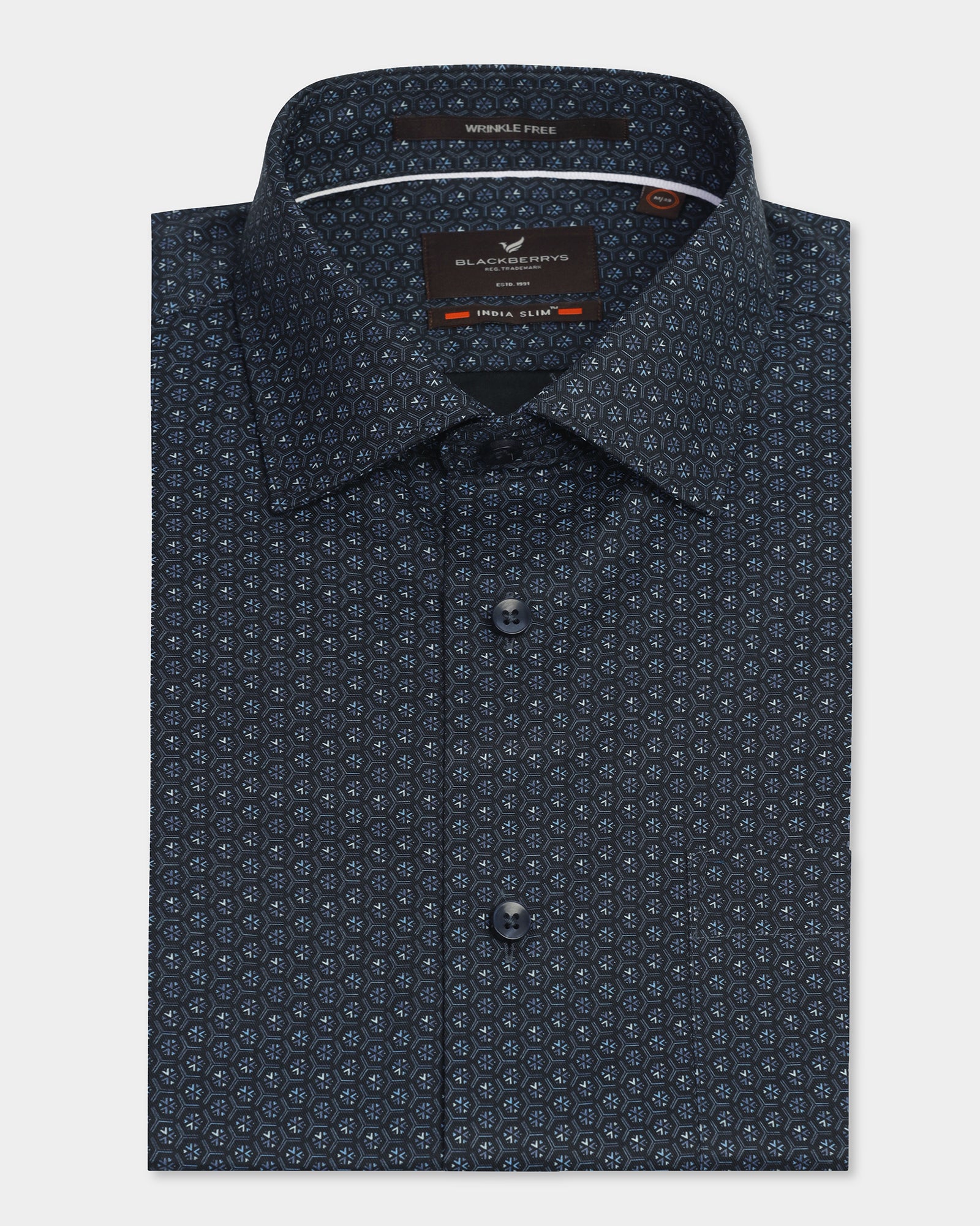Non Iron Formal Blue Printed Shirt - Valor