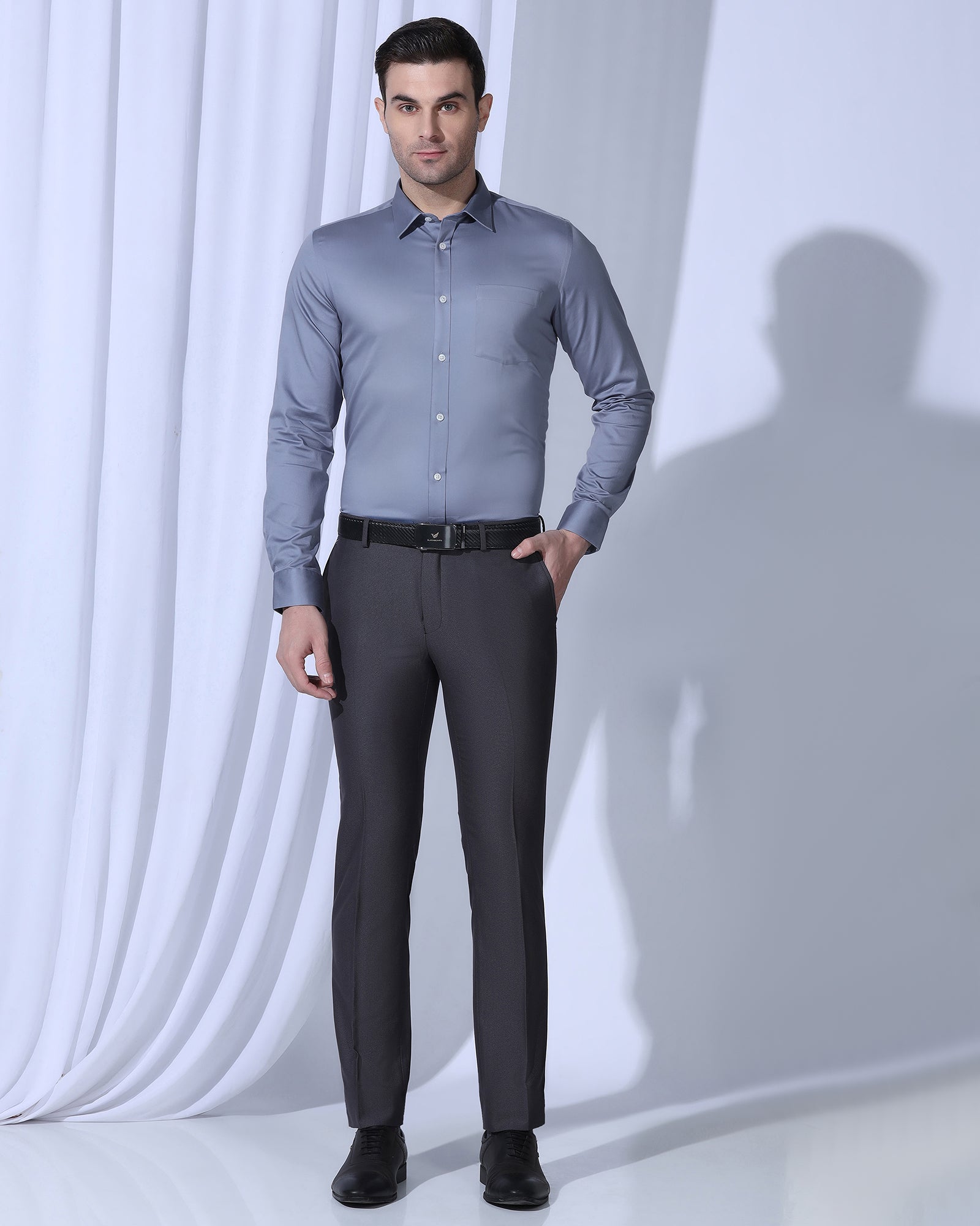 Non Iron Formal Blue Solid Shirt - George