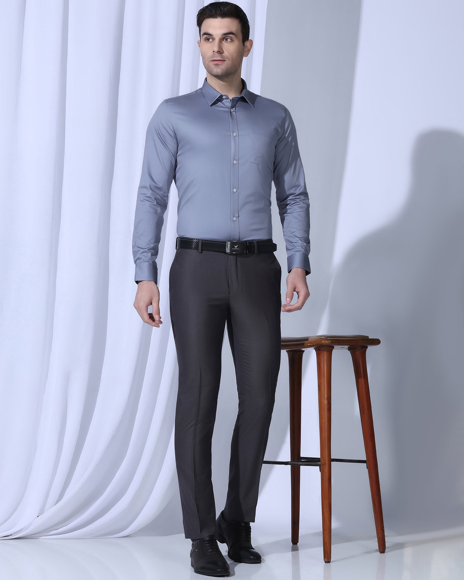 Non Iron Formal Blue Solid Shirt - George