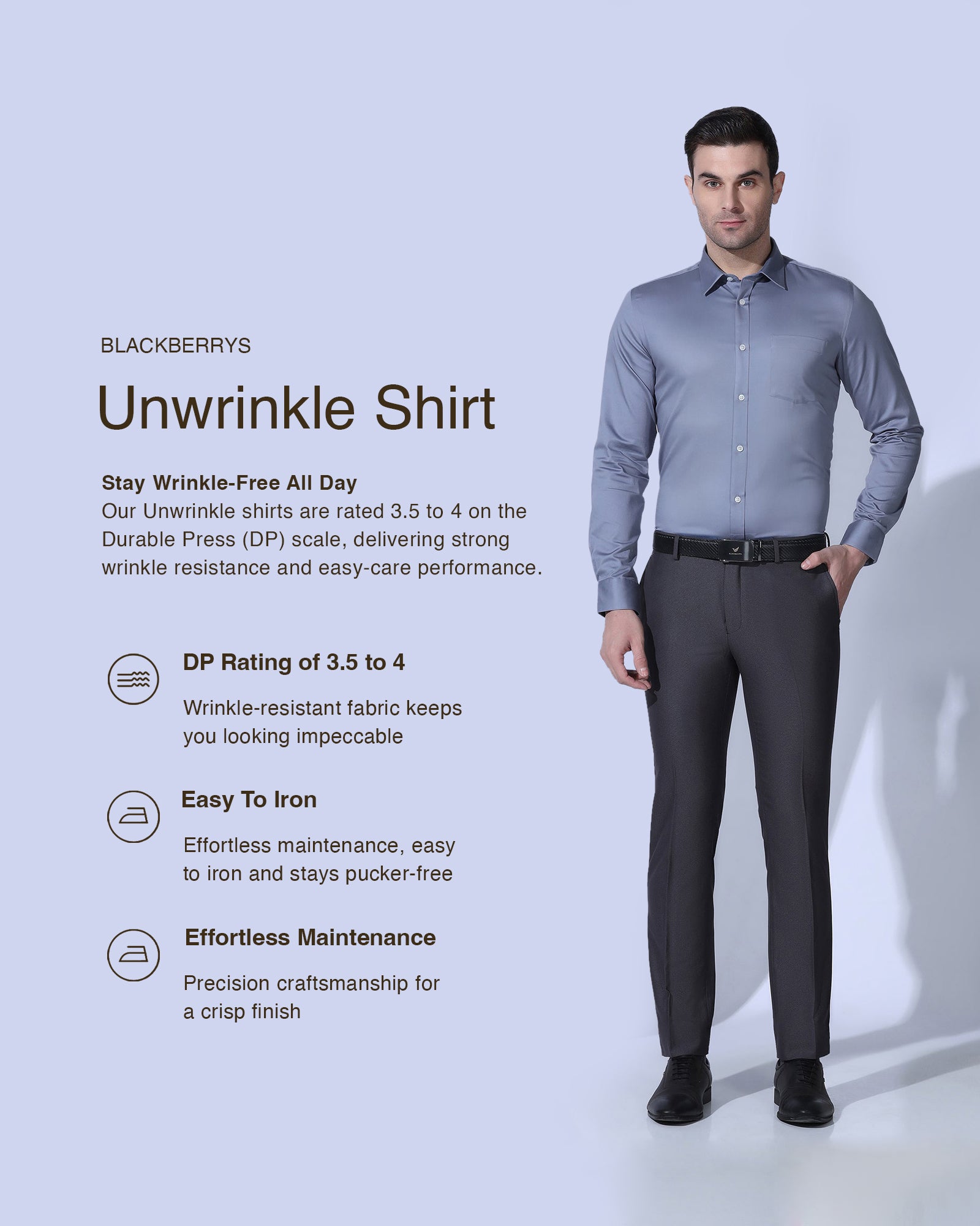 Non Iron Formal Blue Solid Shirt - George