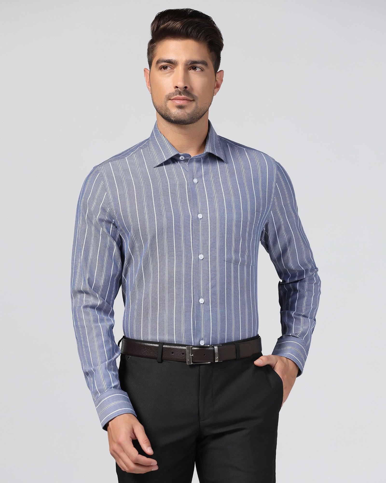 Temp Tech Formal Blue Stripe Shirt - Miller