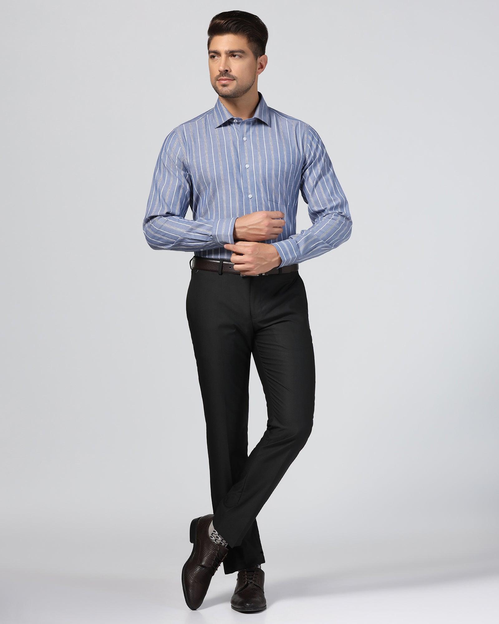 Temp Tech Formal Blue Stripe Shirt - Miller