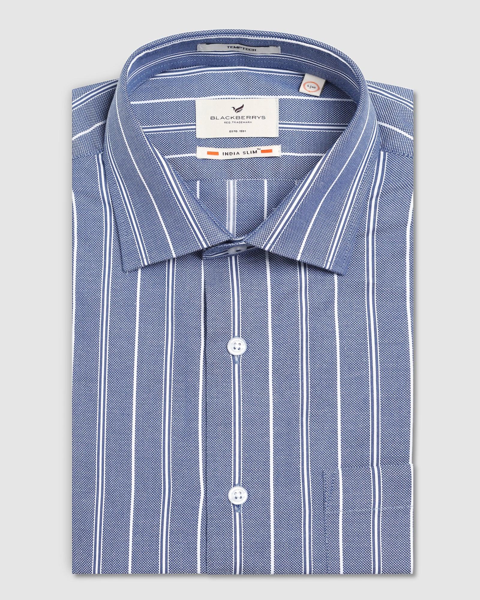 Temp Tech Formal Blue Stripe Shirt - Miller