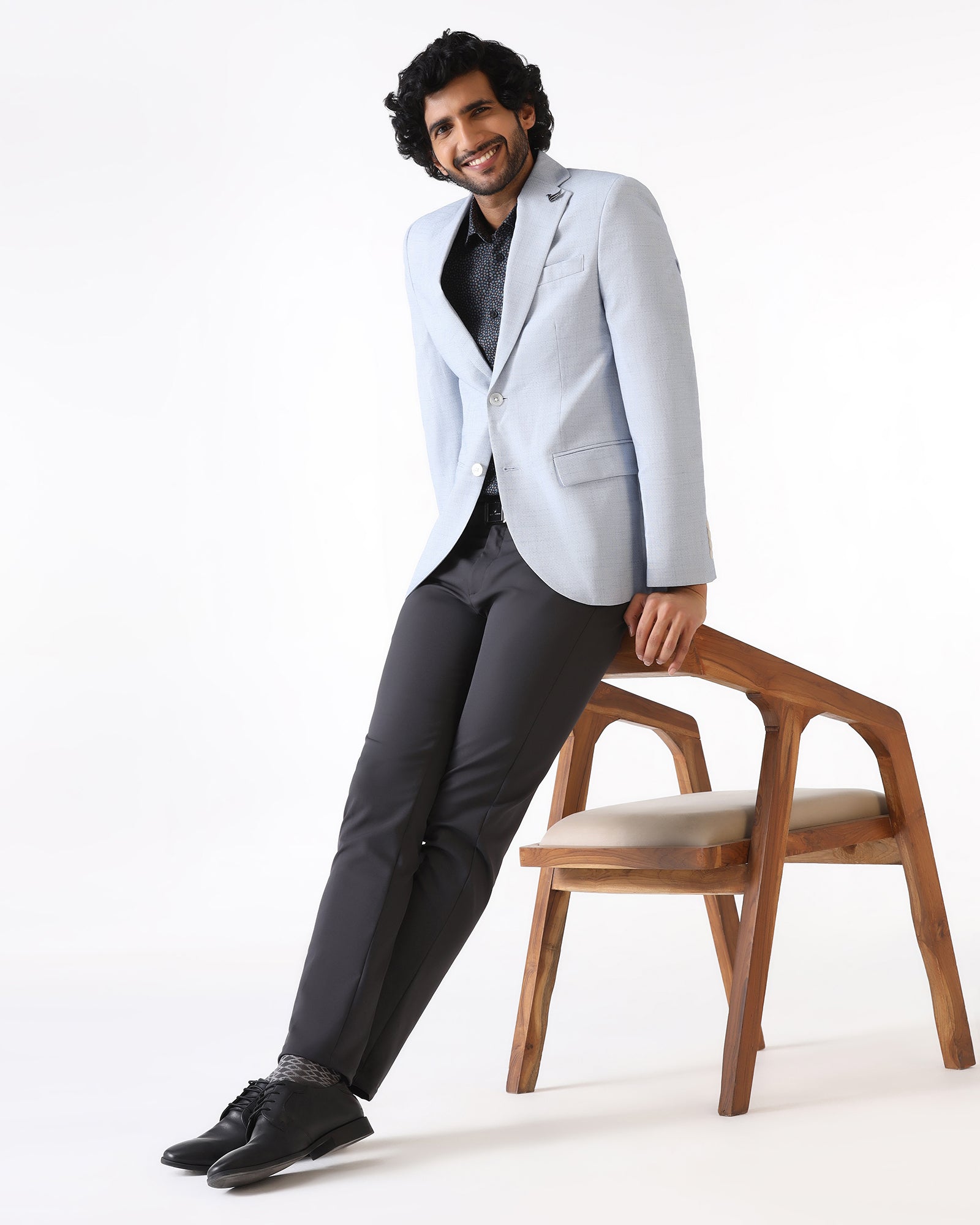 Formal Blue Textured Blazer - Barca