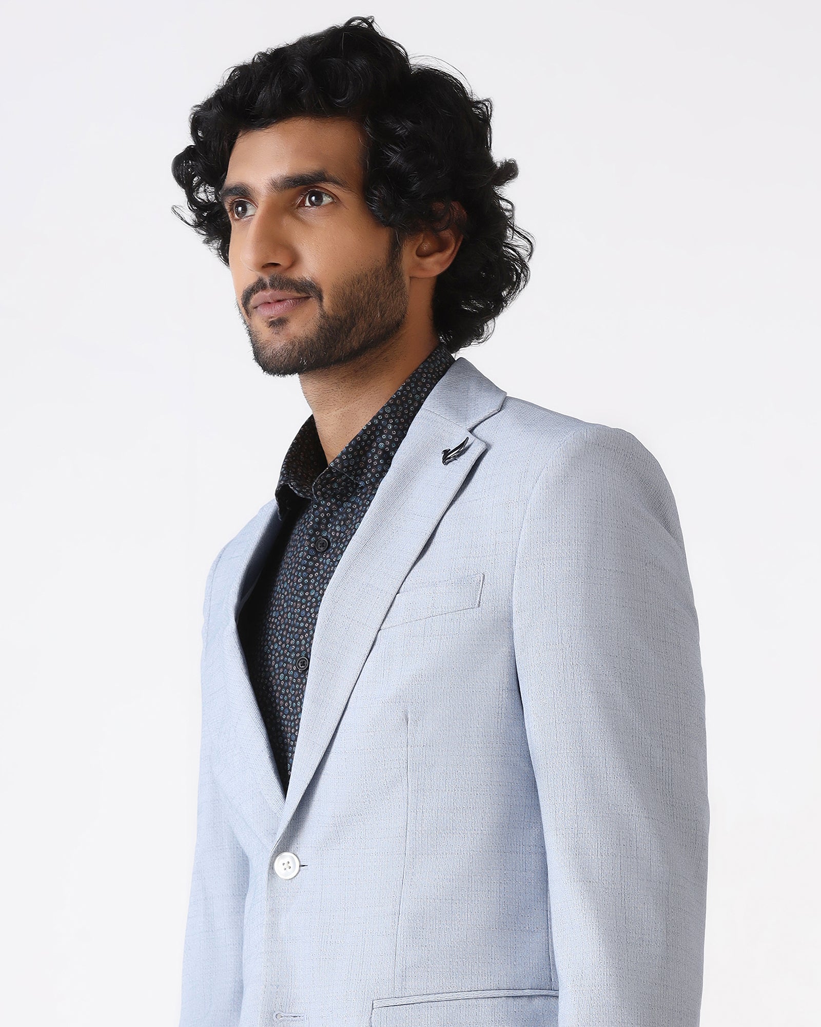 Formal Blue Textured Blazer - Barca