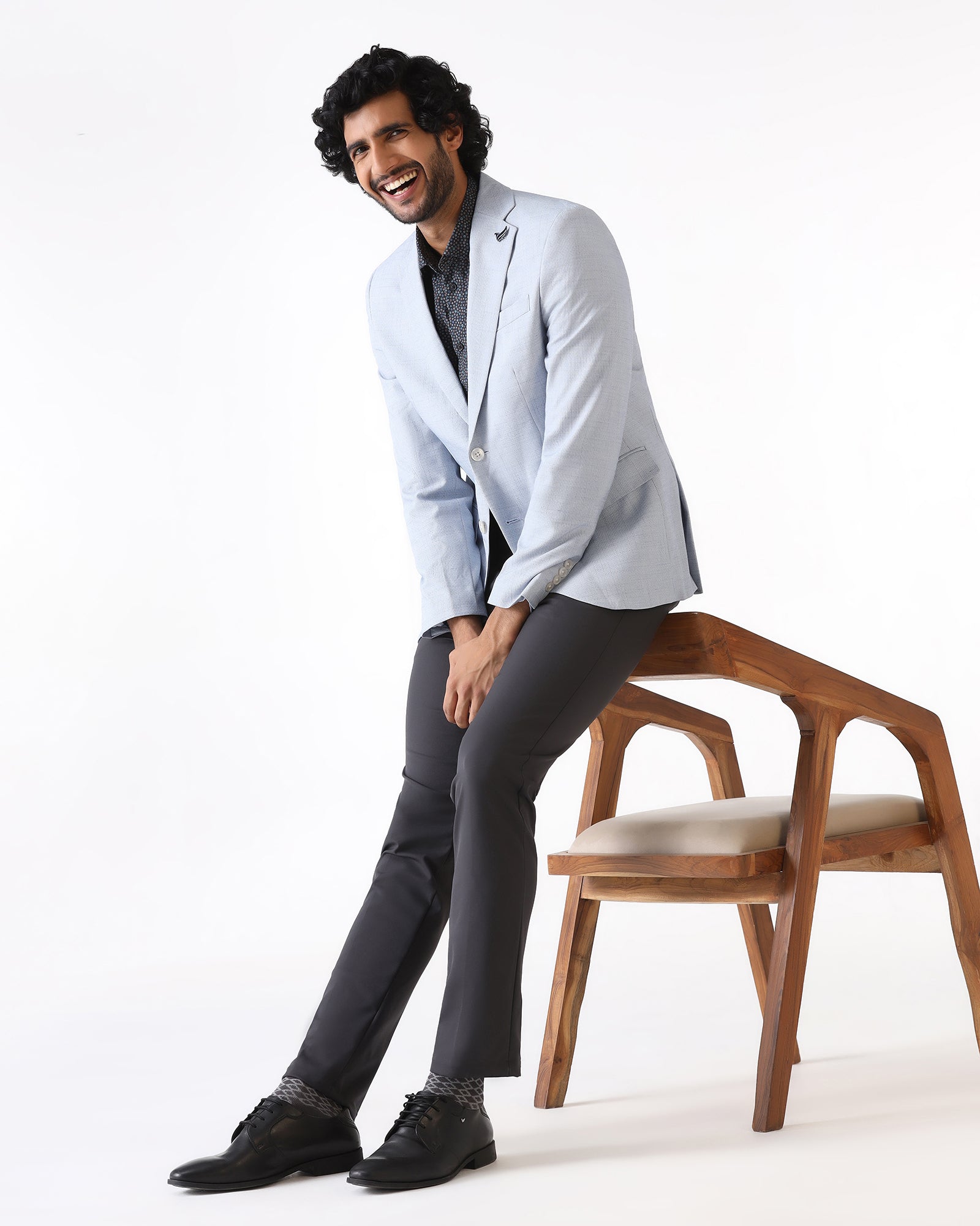 Formal Blue Textured Blazer - Barca