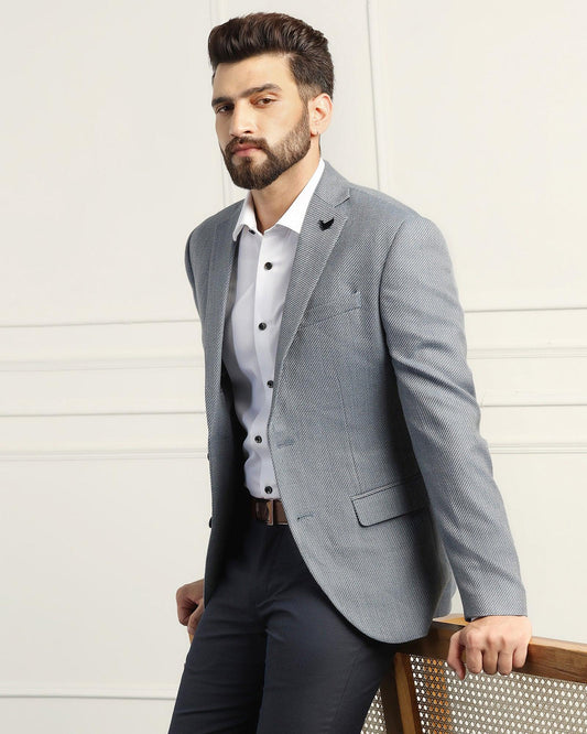 Formal Blue Textured Blazer - Corolla