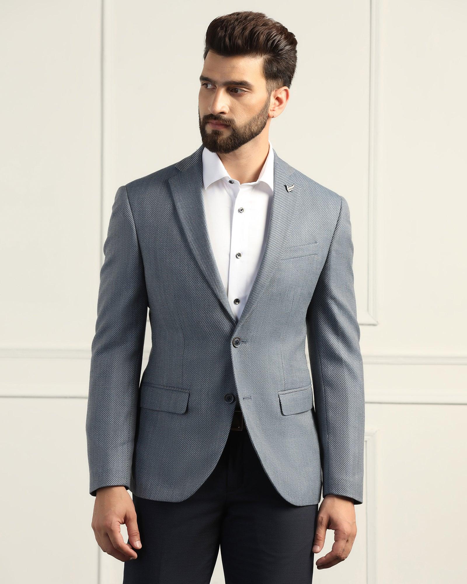 Formal Blue Textured Blazer - Corolla