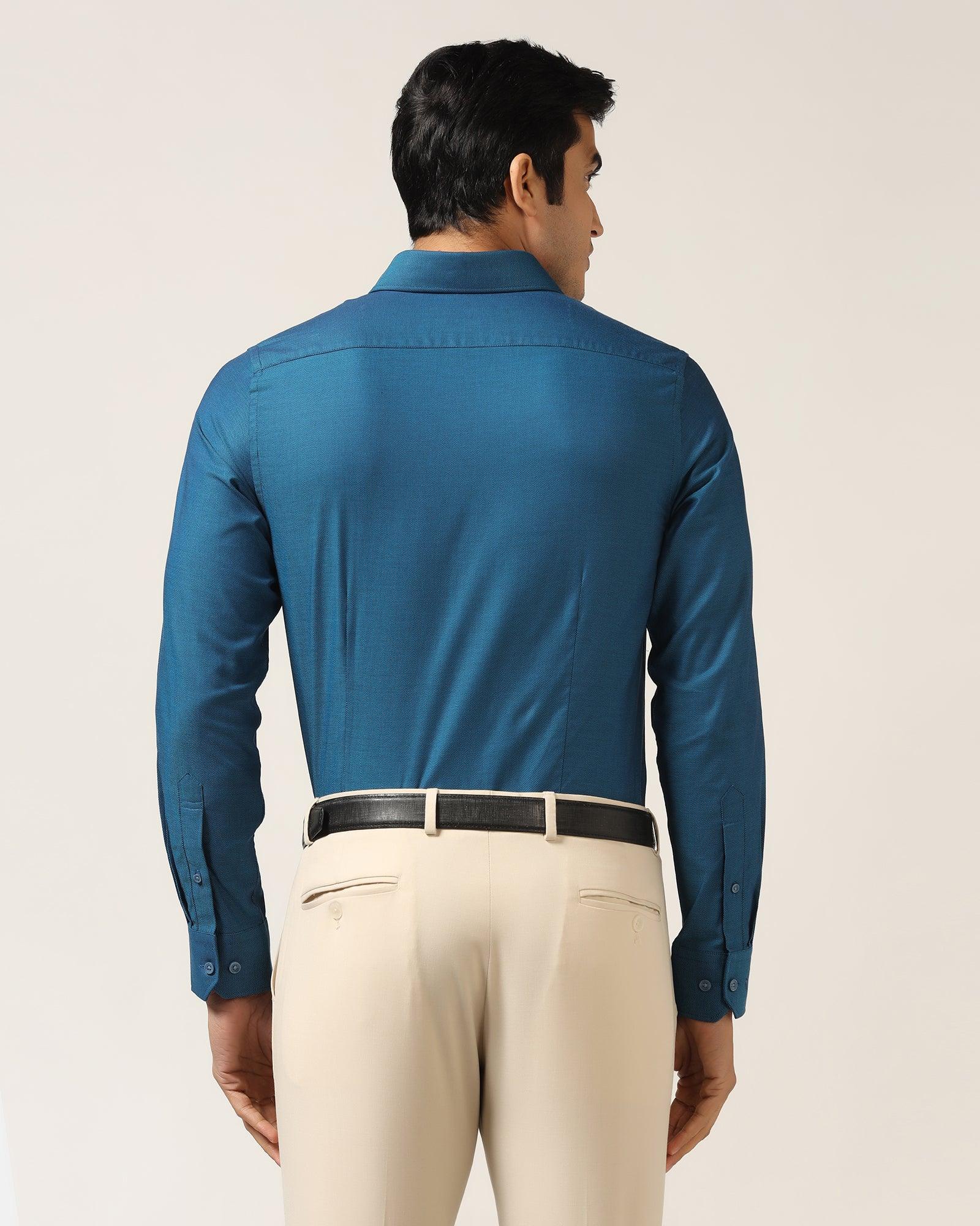 Formal Blue Textured Shirt - Brat - Blackberrys