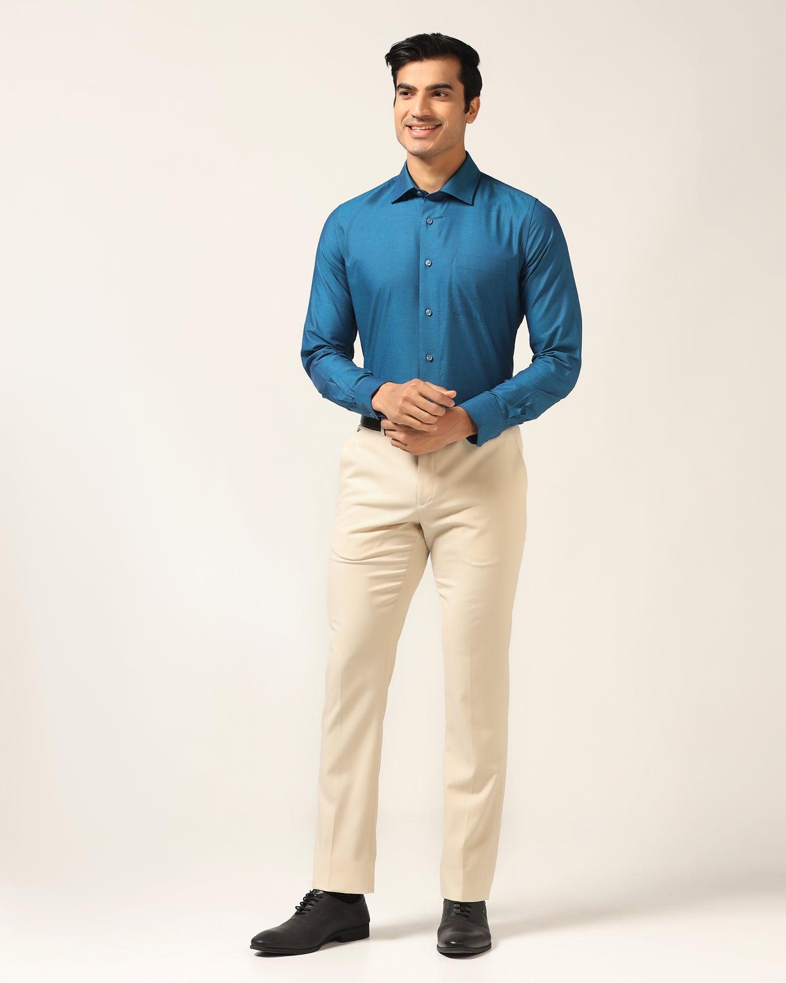 Formal Blue Textured Shirt - Brat - Blackberrys