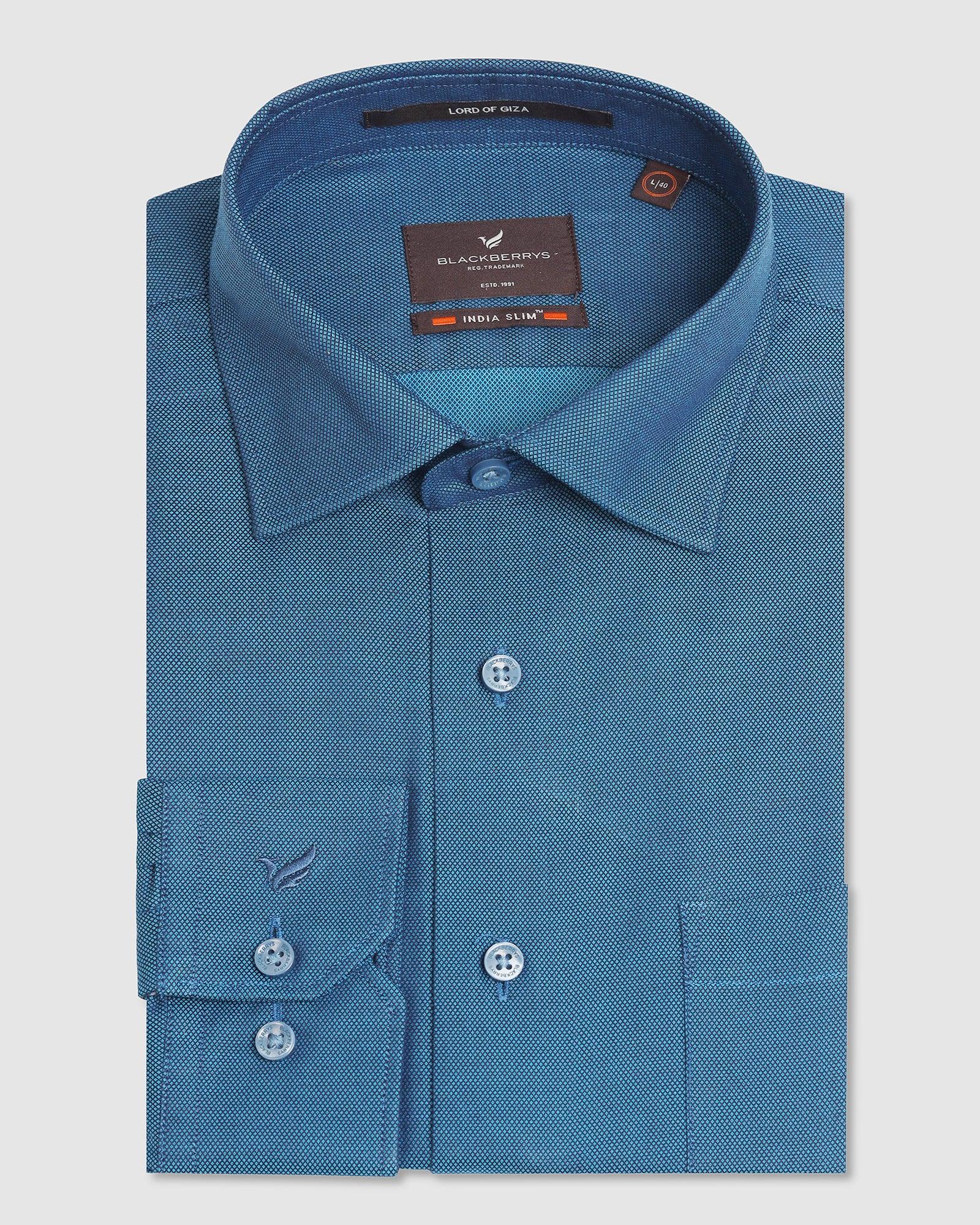 Formal Blue Textured Shirt - Brat - Blackberrys