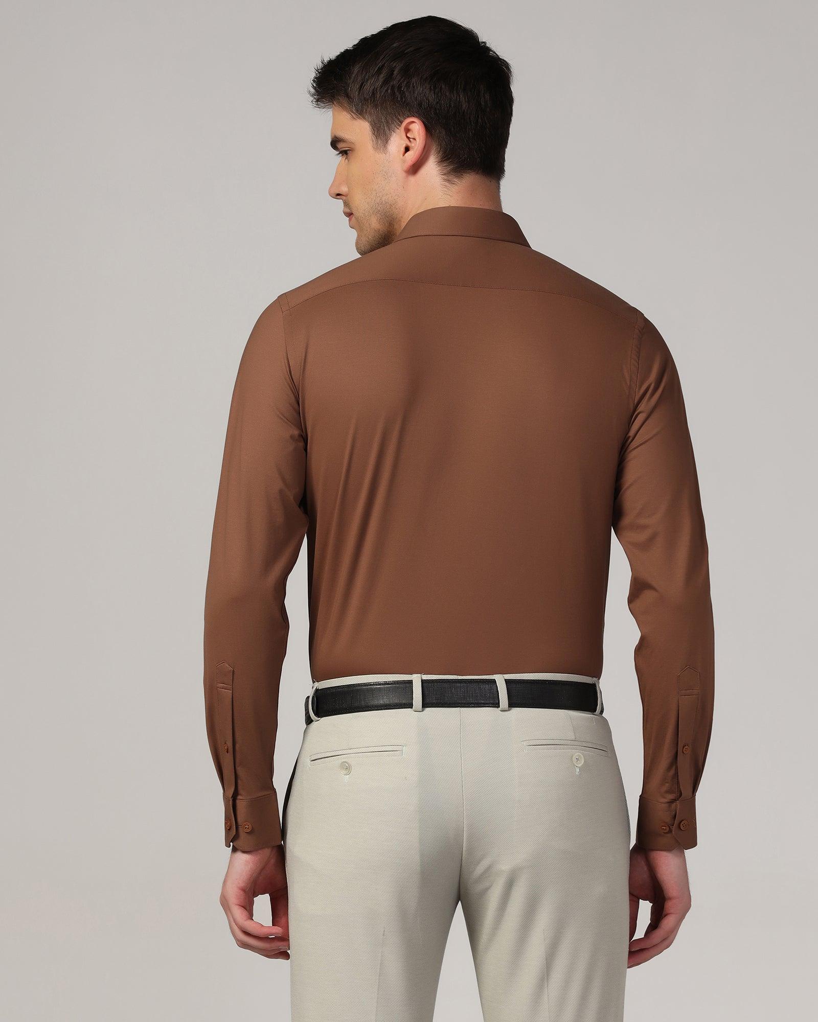 Formal Brown Solid Shirt - Sofk01 - Blackberrys