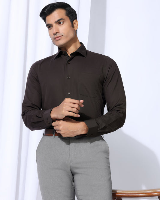 Formal Brown Stripe Shirt - Merlot