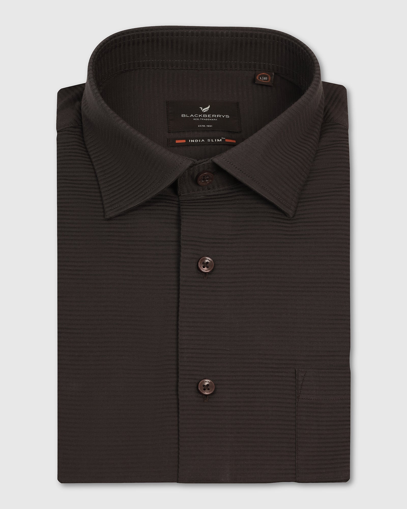 Formal Brown Stripe Shirt - Merlot