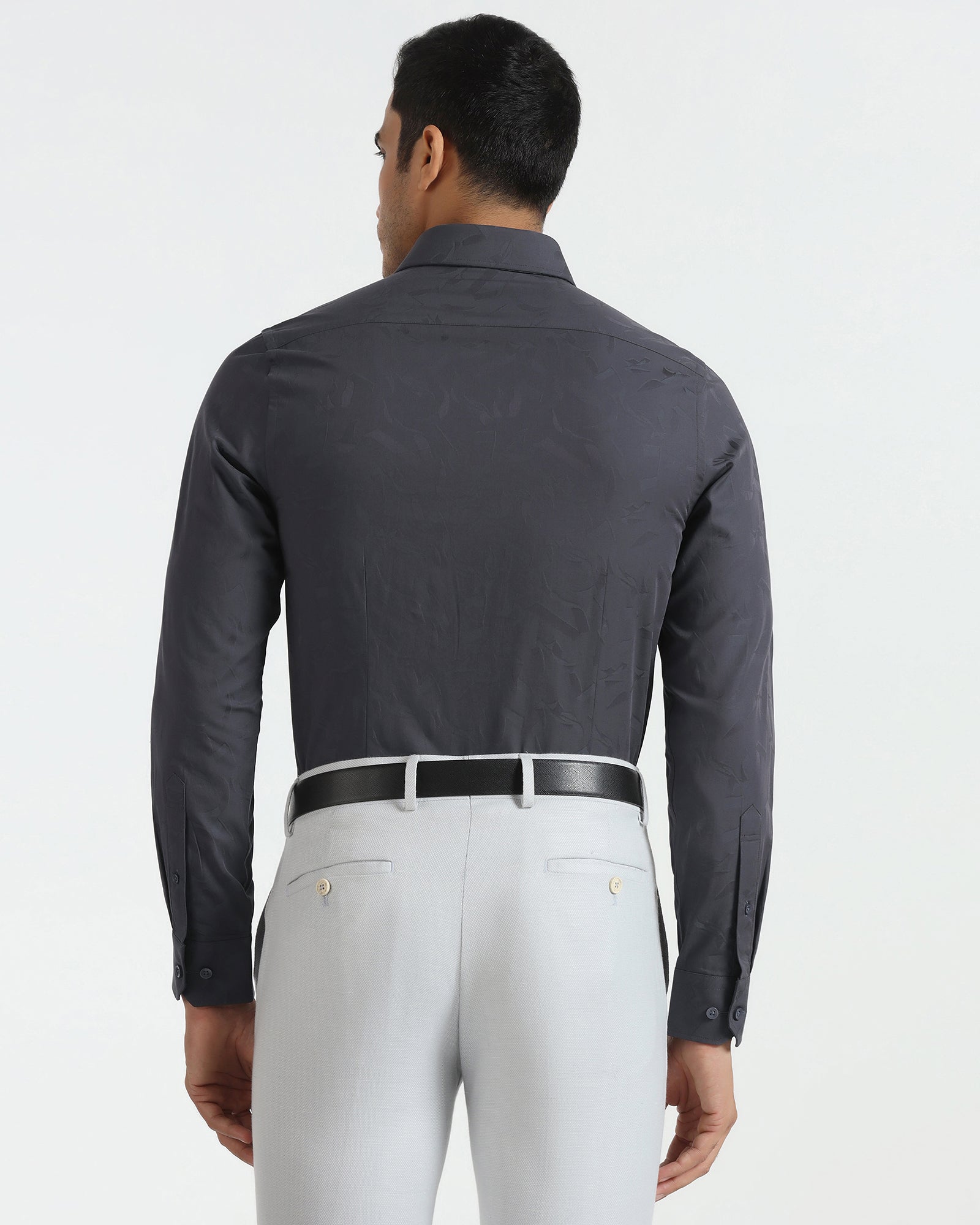 Formal Charcoal Grey Jacquard Shirt - Riley