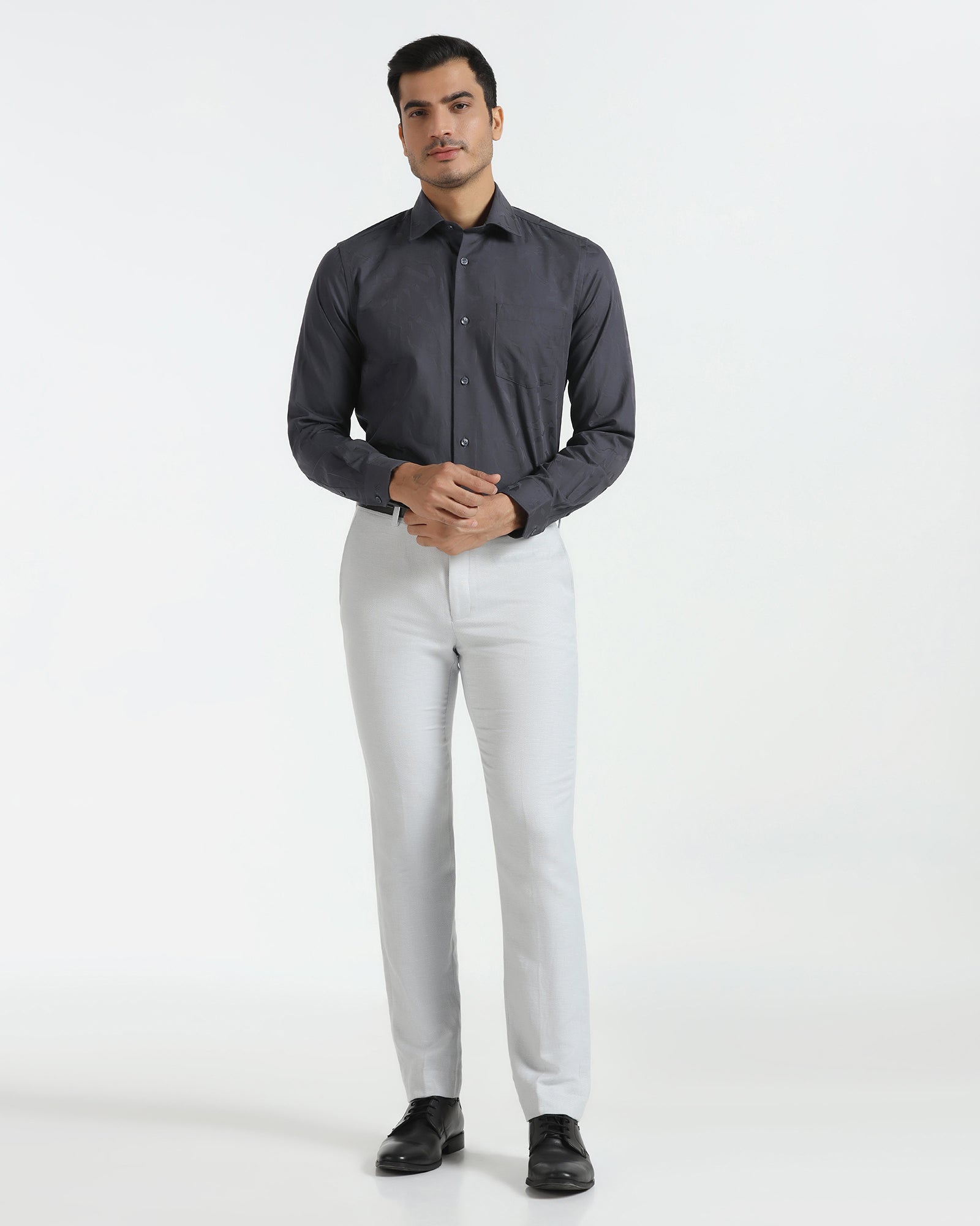 Formal Charcoal Grey Jacquard Shirt - Riley