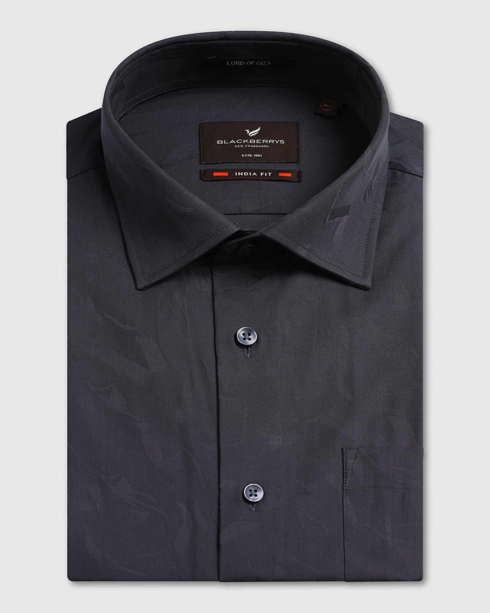 Formal Charcoal Grey Jacquard Shirt - Riley