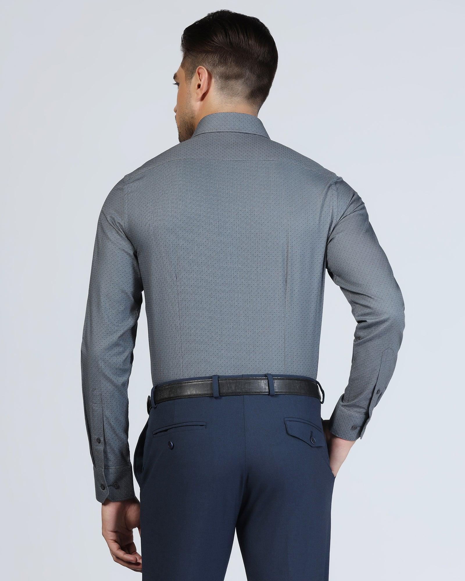 Formal Charcoal Textured Shirt - Burdy