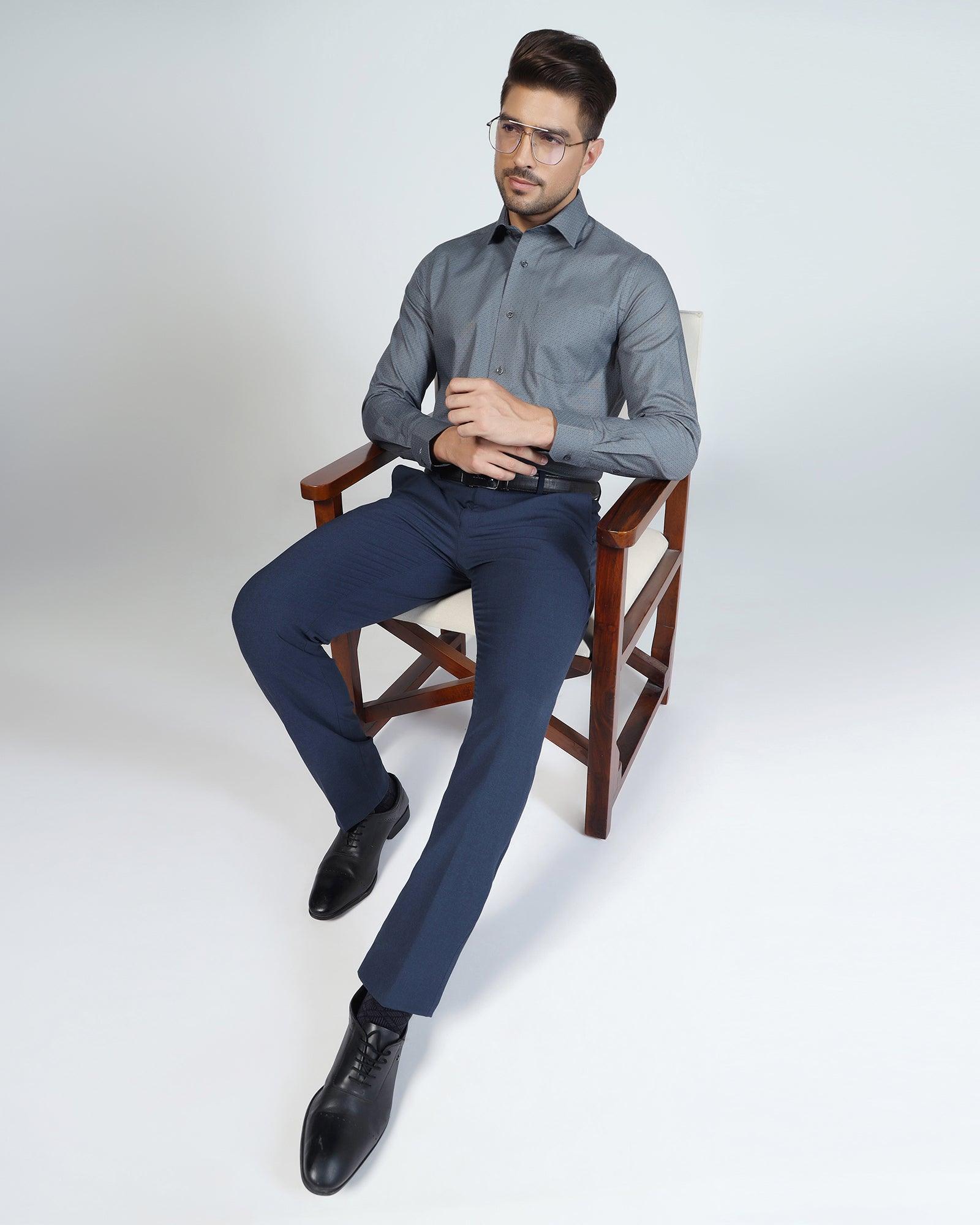 Formal Charcoal Textured Shirt - Burdy