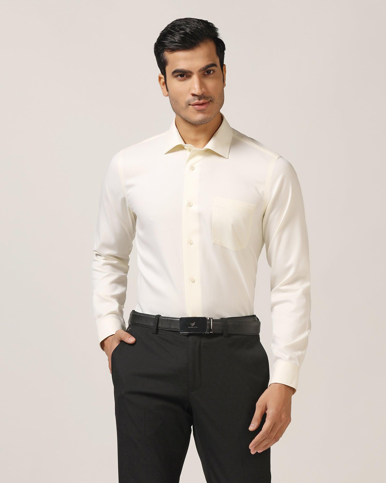 Formal Cream Textured Shirt - DOFP31 - Blackberrys
