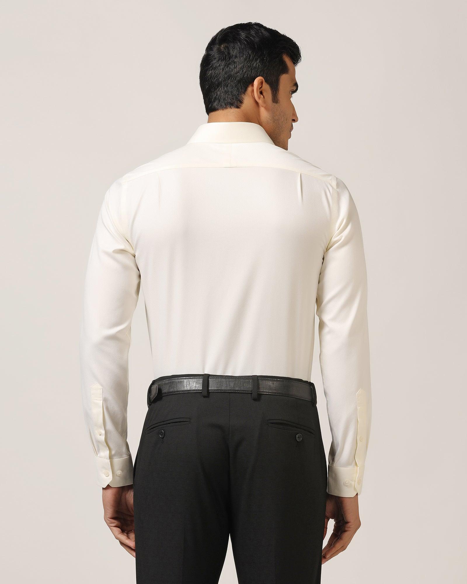 Formal Cream Textured Shirt - DOFP31 - Blackberrys