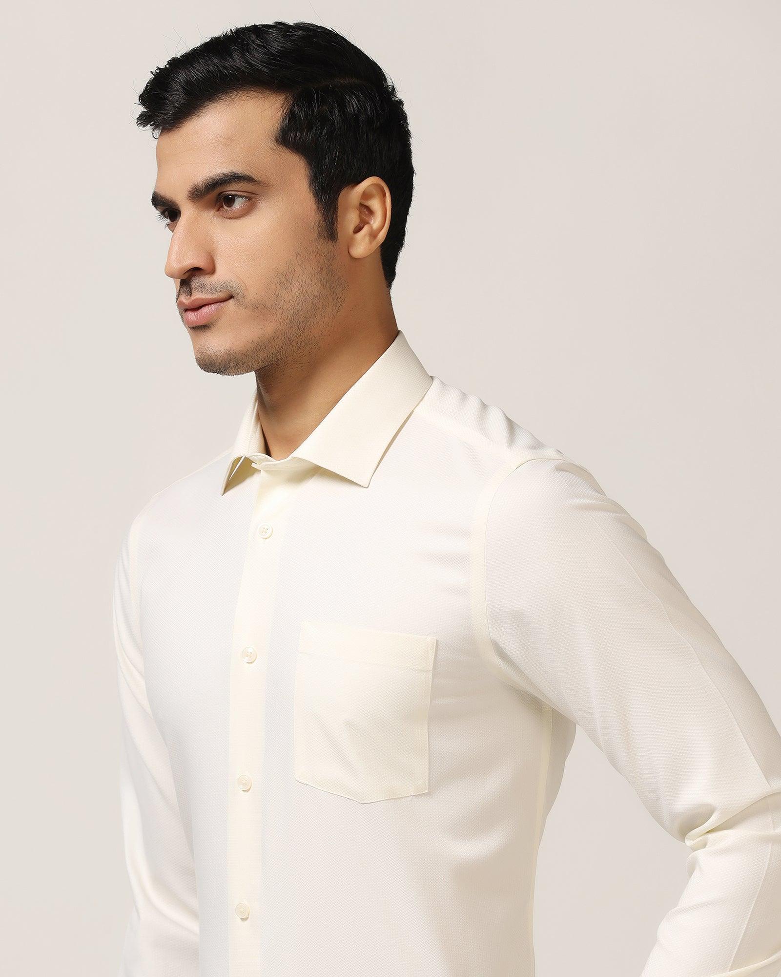 Formal Cream Textured Shirt - DOFP31 - Blackberrys