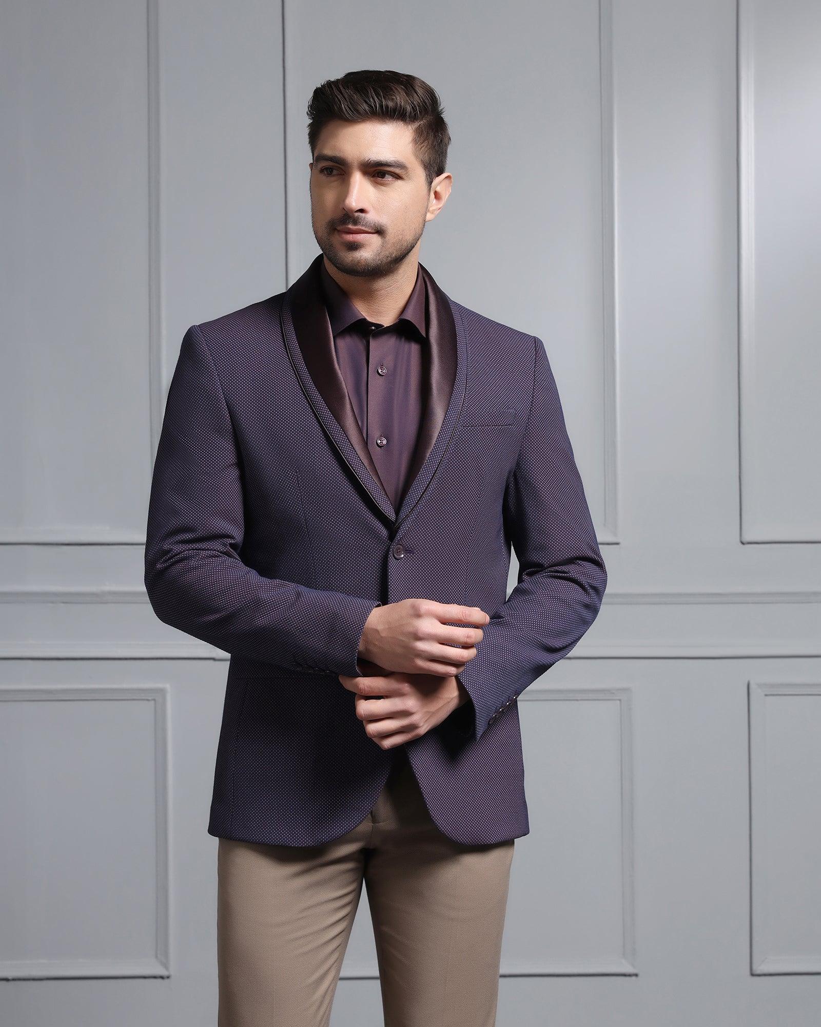 Formal Dark Purple Textured Blazer - Aaron - Blackberrys