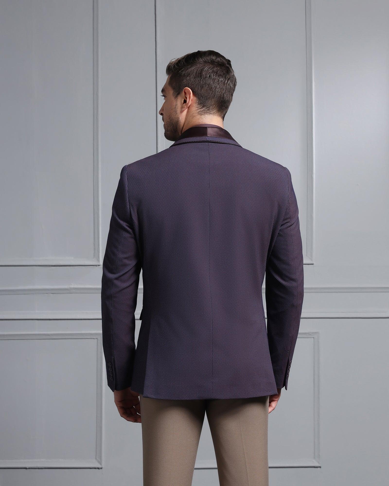 Formal Dark Purple Textured Blazer - Aaron - Blackberrys