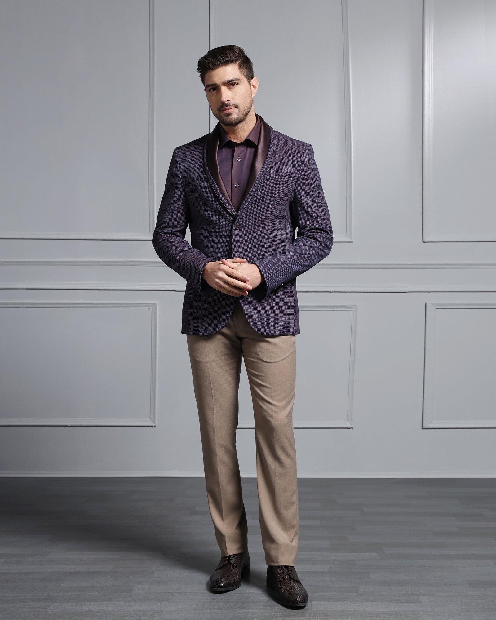 Formal Dark Purple Textured Blazer - Aaron - Blackberrys