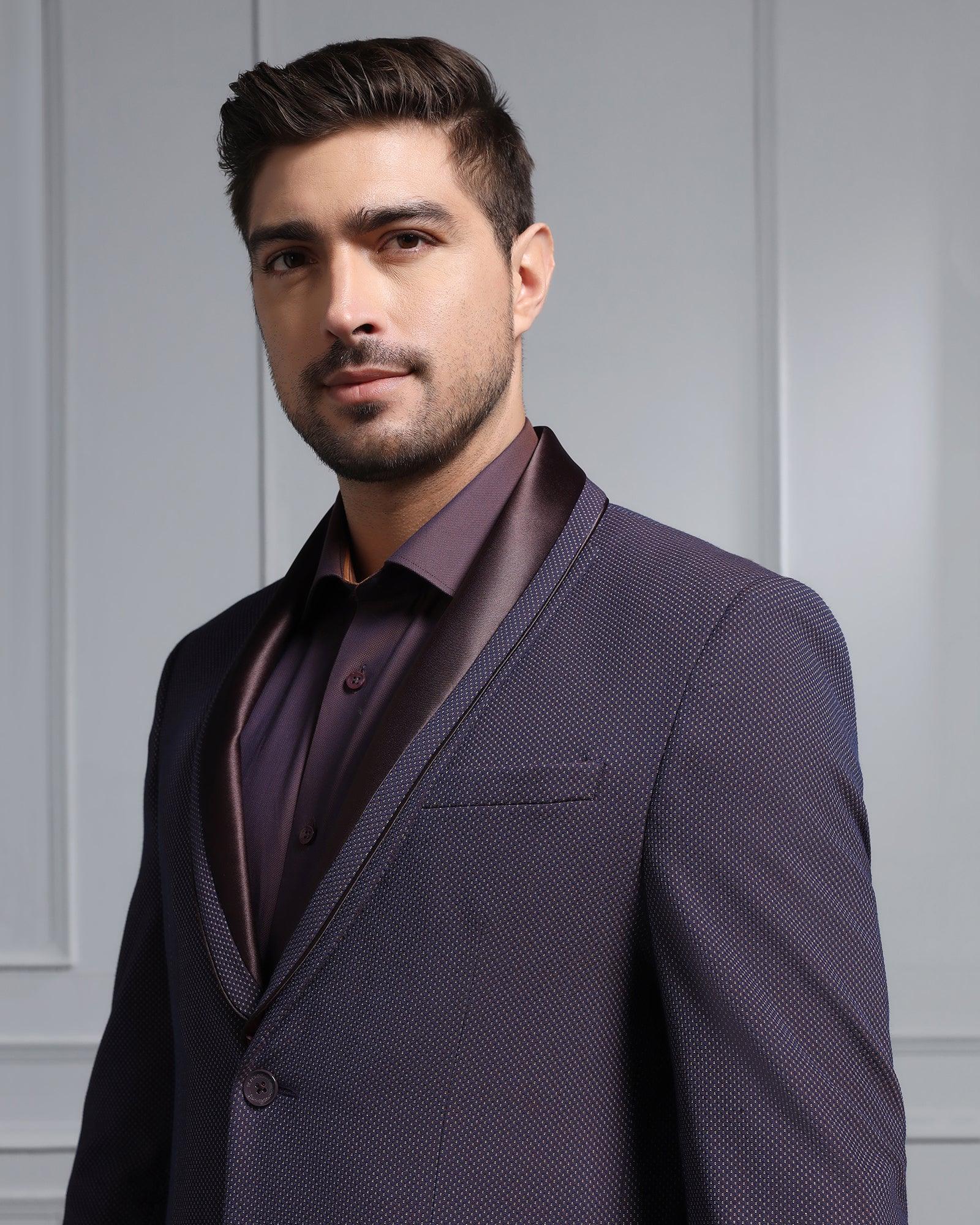 Formal Dark Purple Textured Blazer - Aaron - Blackberrys