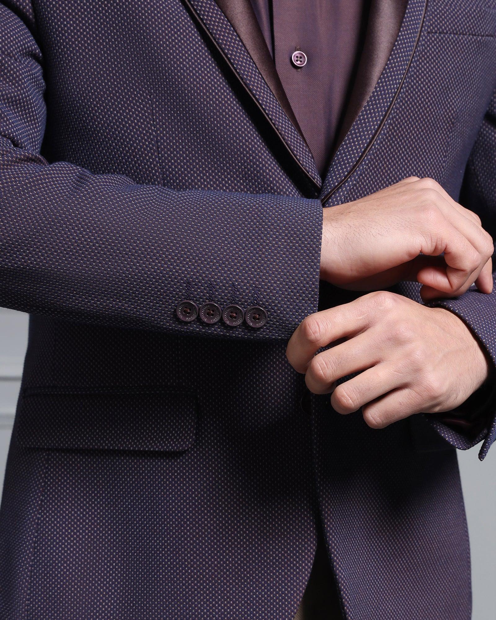 Formal Dark Purple Textured Blazer - Aaron - Blackberrys