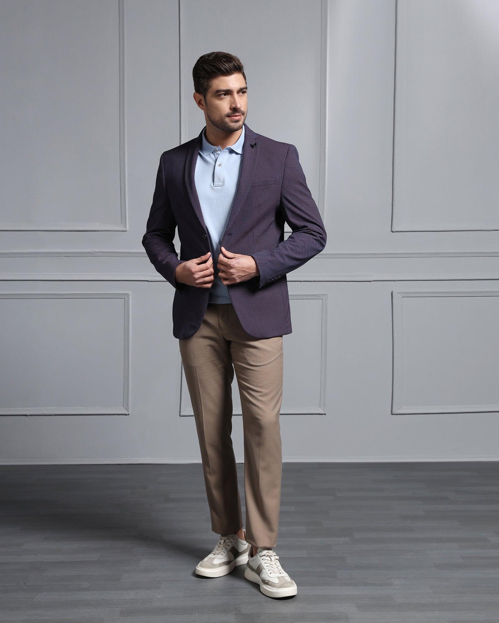 Formal Dark Purple Textured Blazer - Aaron - Blackberrys