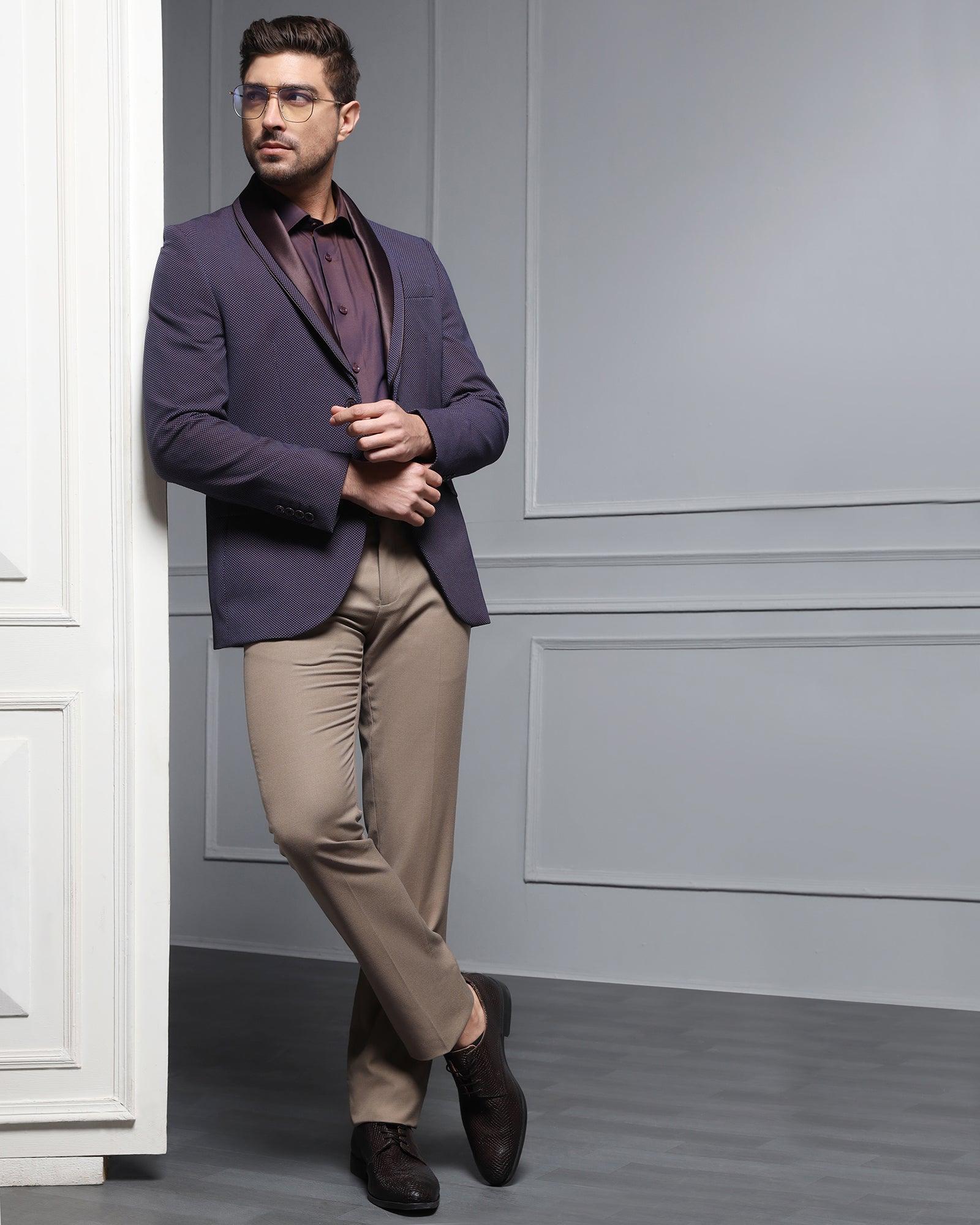 Formal Dark Purple Textured Blazer - Aaron - Blackberrys