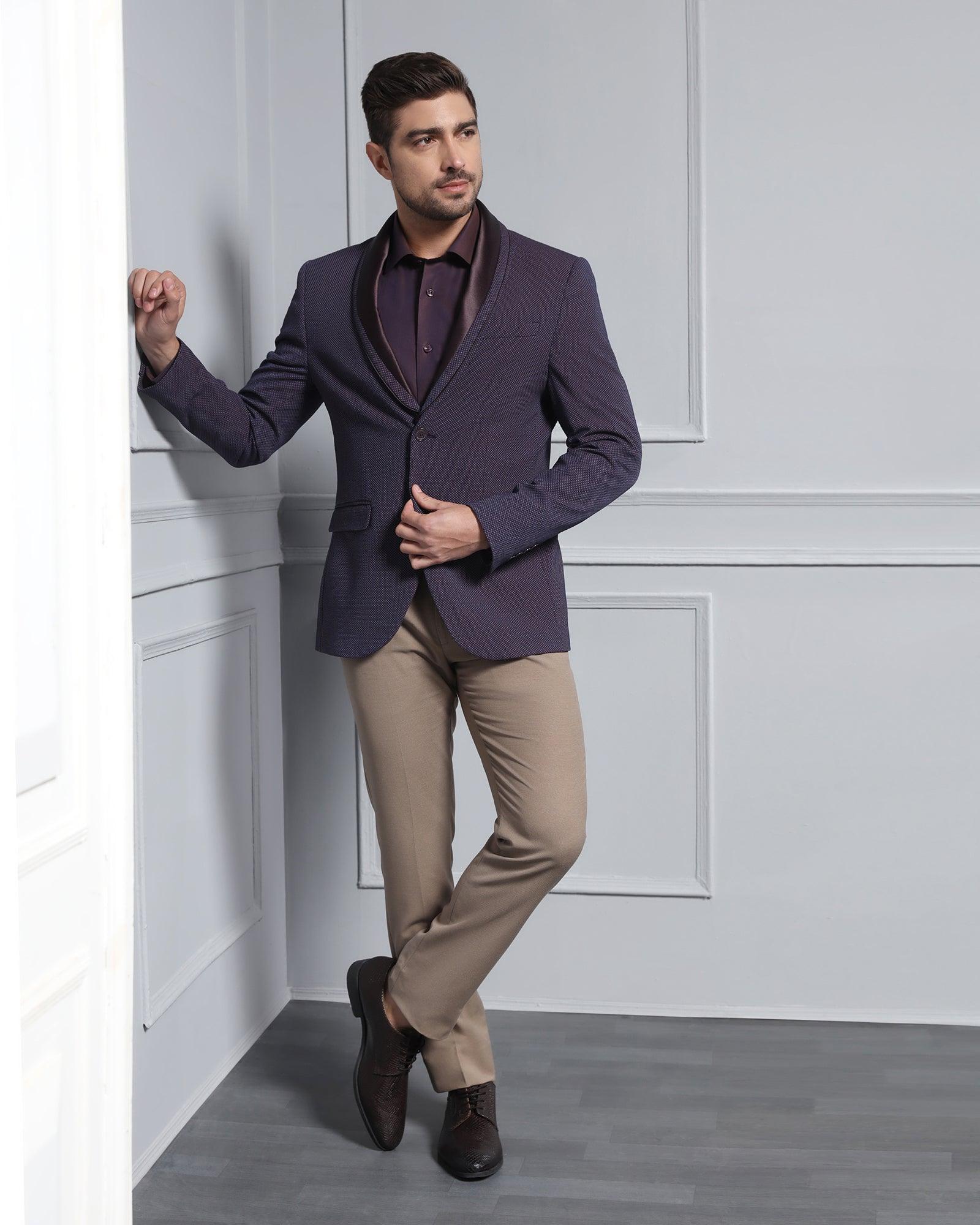 Formal Dark Purple Textured Blazer - Aaron - Blackberrys