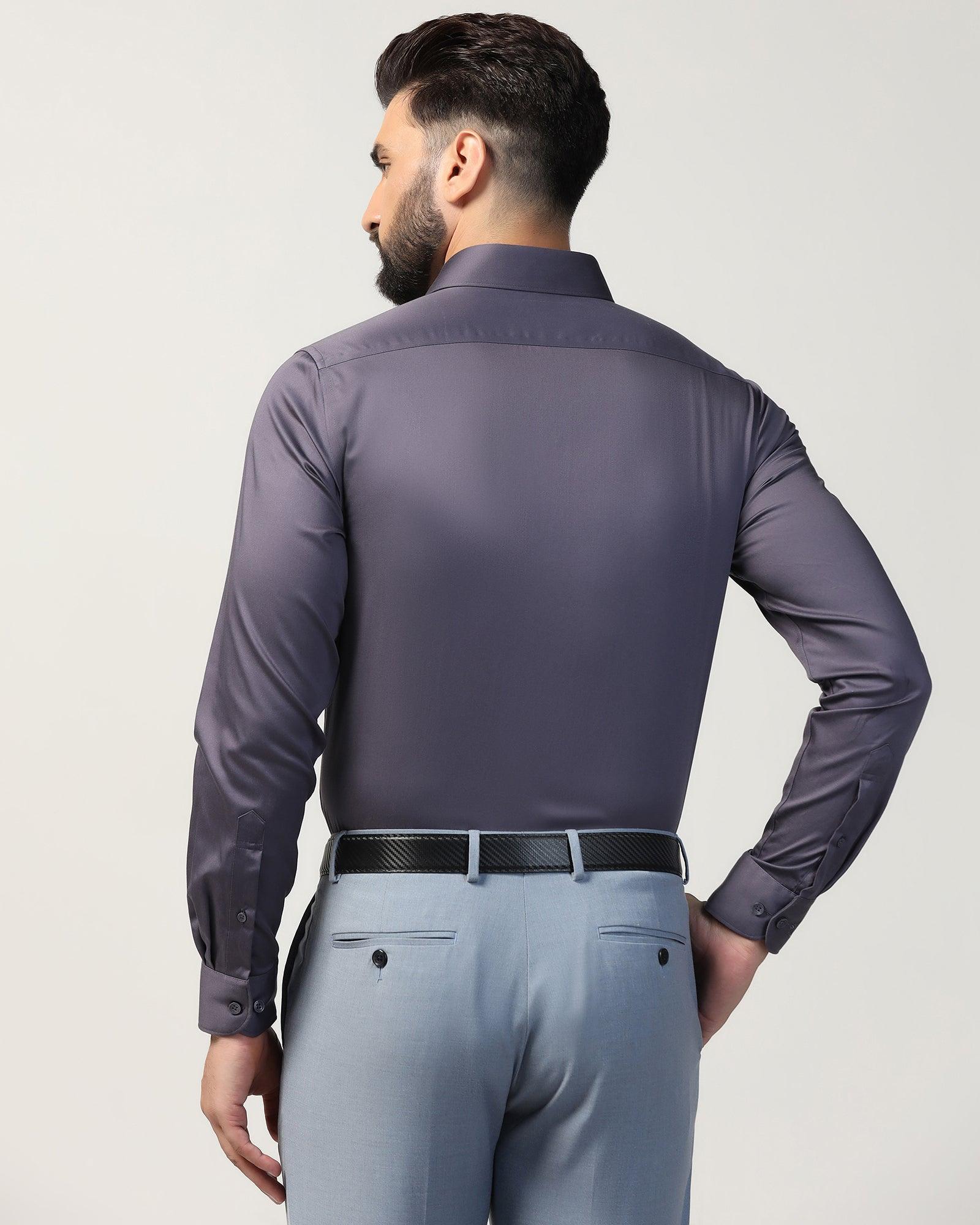 Non Iron Formal Dark Purple Solid Shirt - Rolf