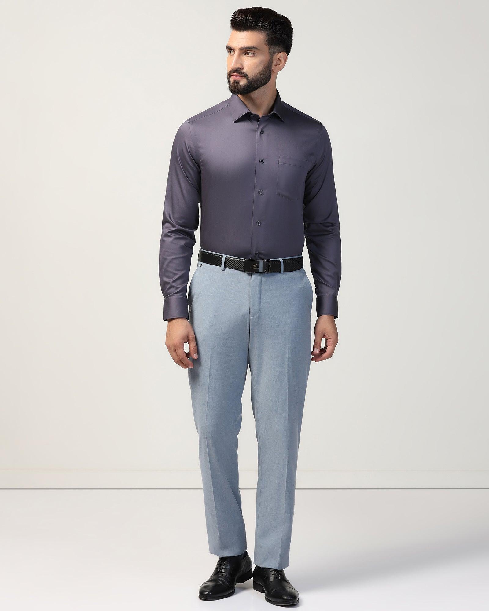 Non Iron Formal Dark Purple Solid Shirt - Rolf