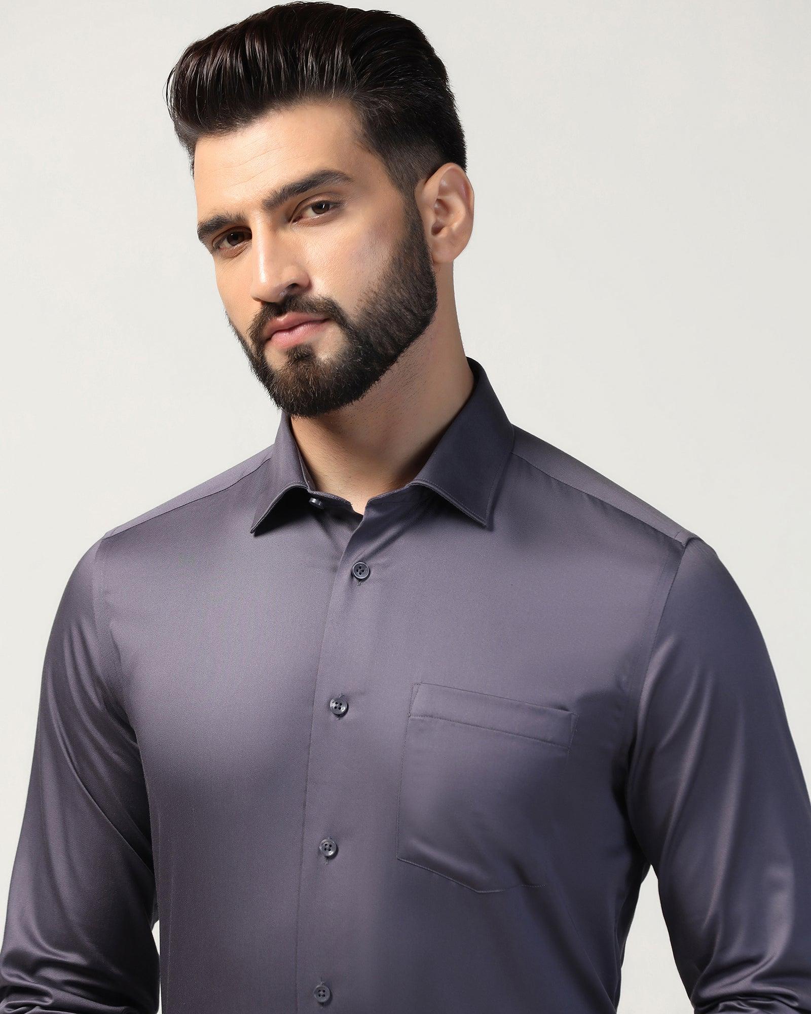 Non Iron Formal Dark Purple Solid Shirt - Rolf