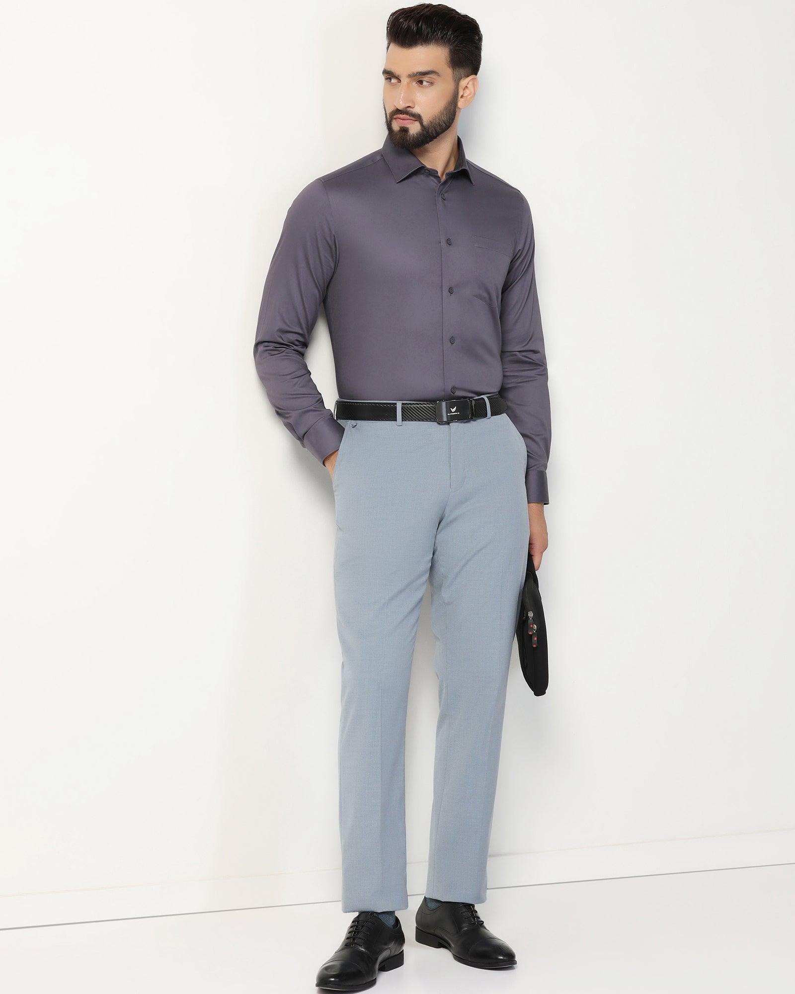 Non Iron Formal Dark Purple Solid Shirt - Rolf