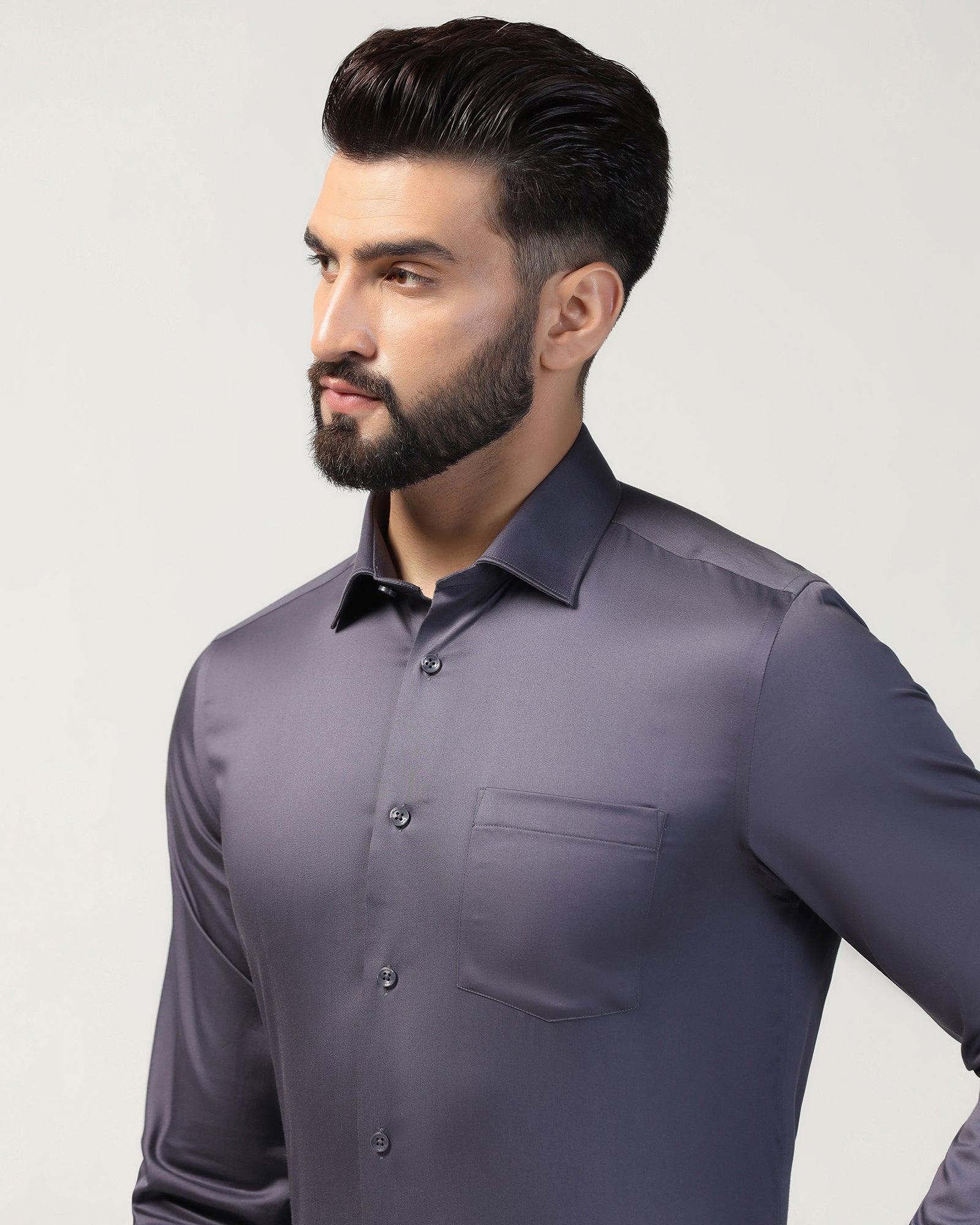 Non Iron Formal Dark Purple Solid Shirt - Rolf