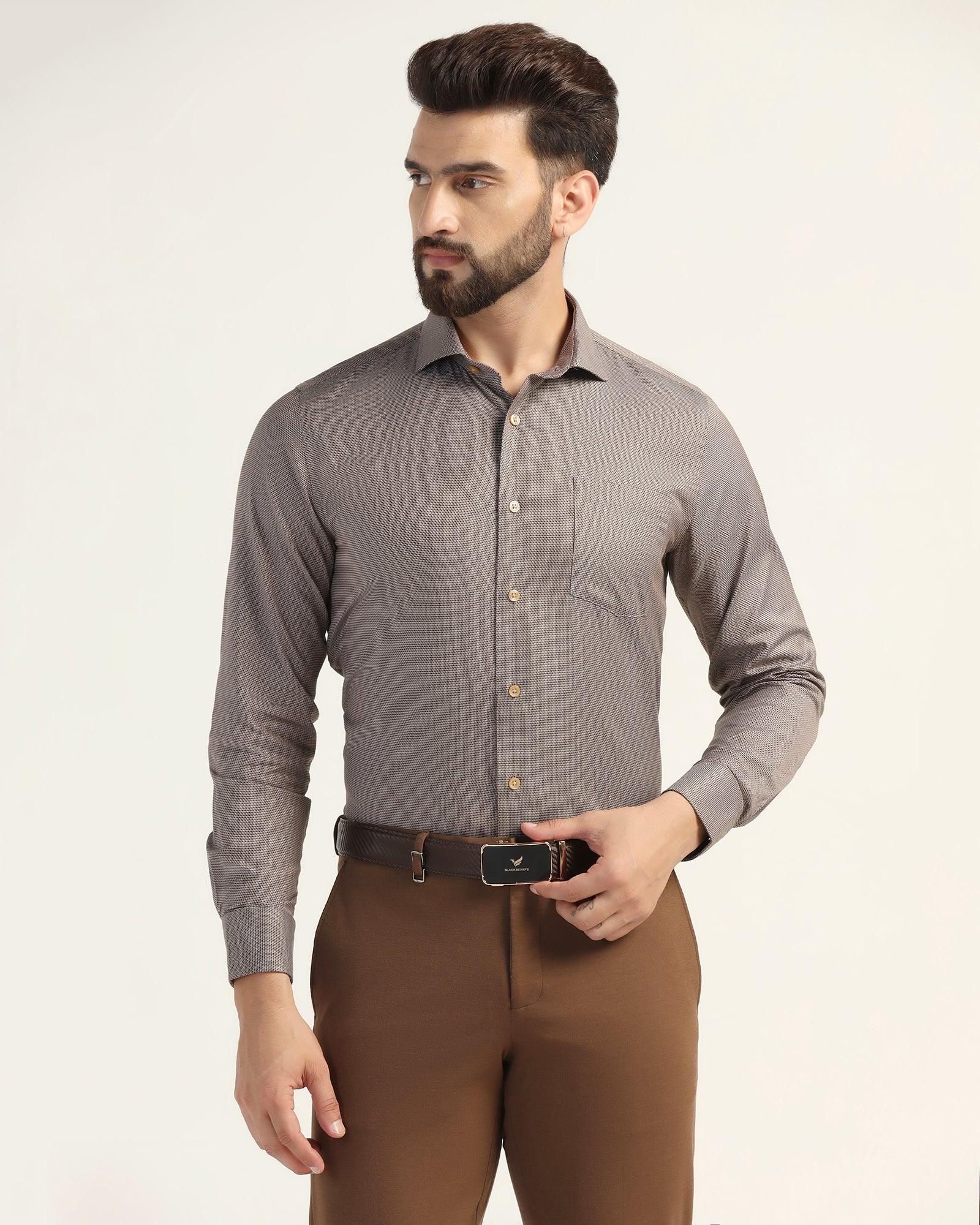 Formal Dusty Pink Textured Shirt - Oyster