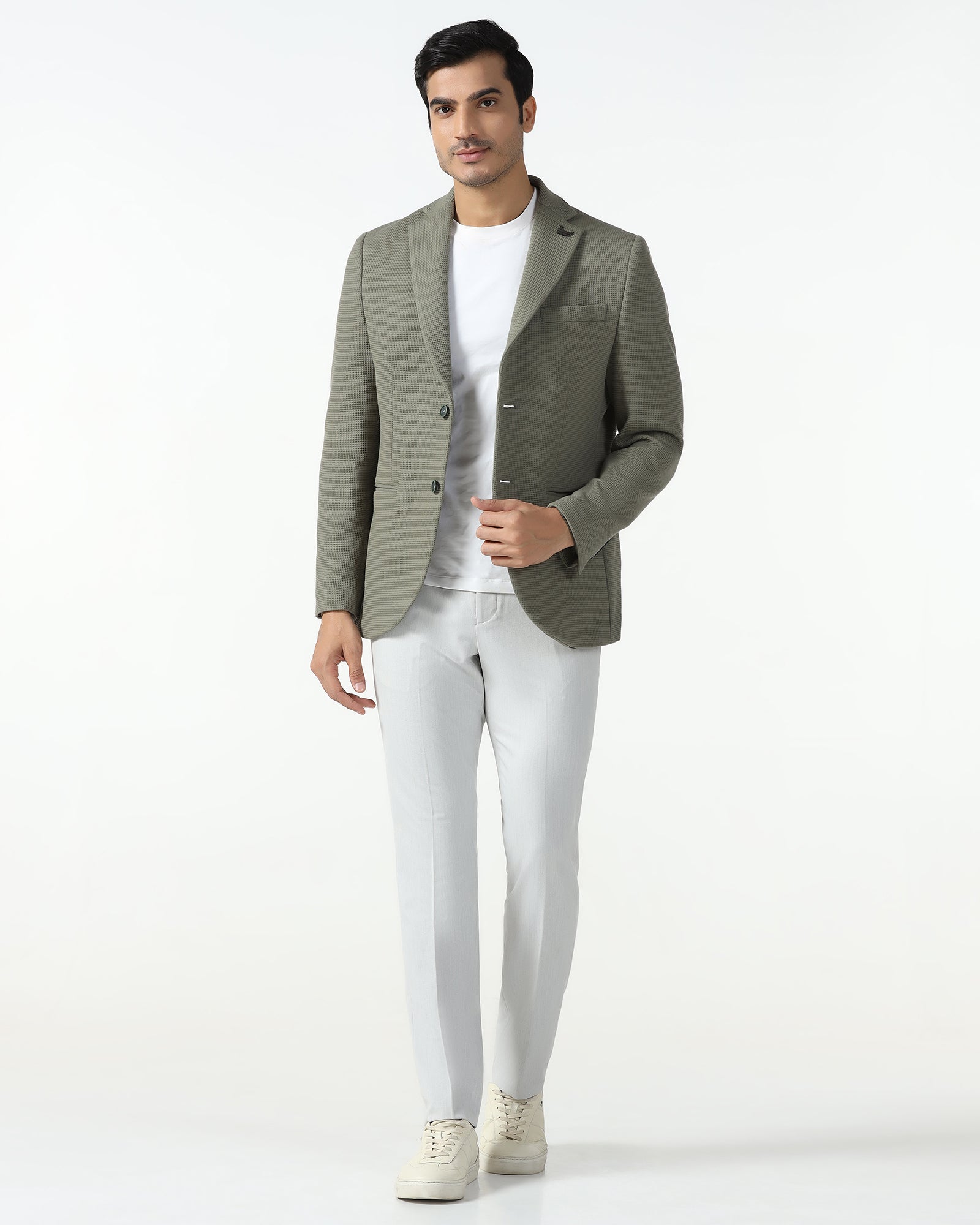 Formal Green Textured Blazer - Belvedere