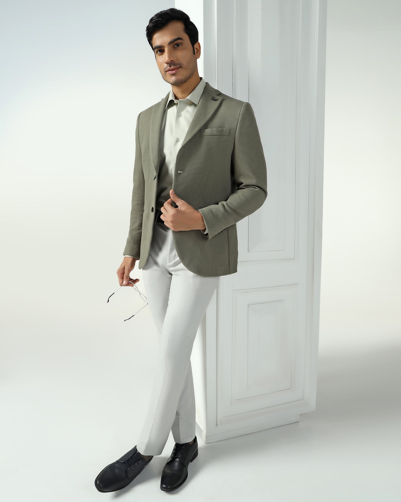 Formal Green Textured Blazer - Belvedere